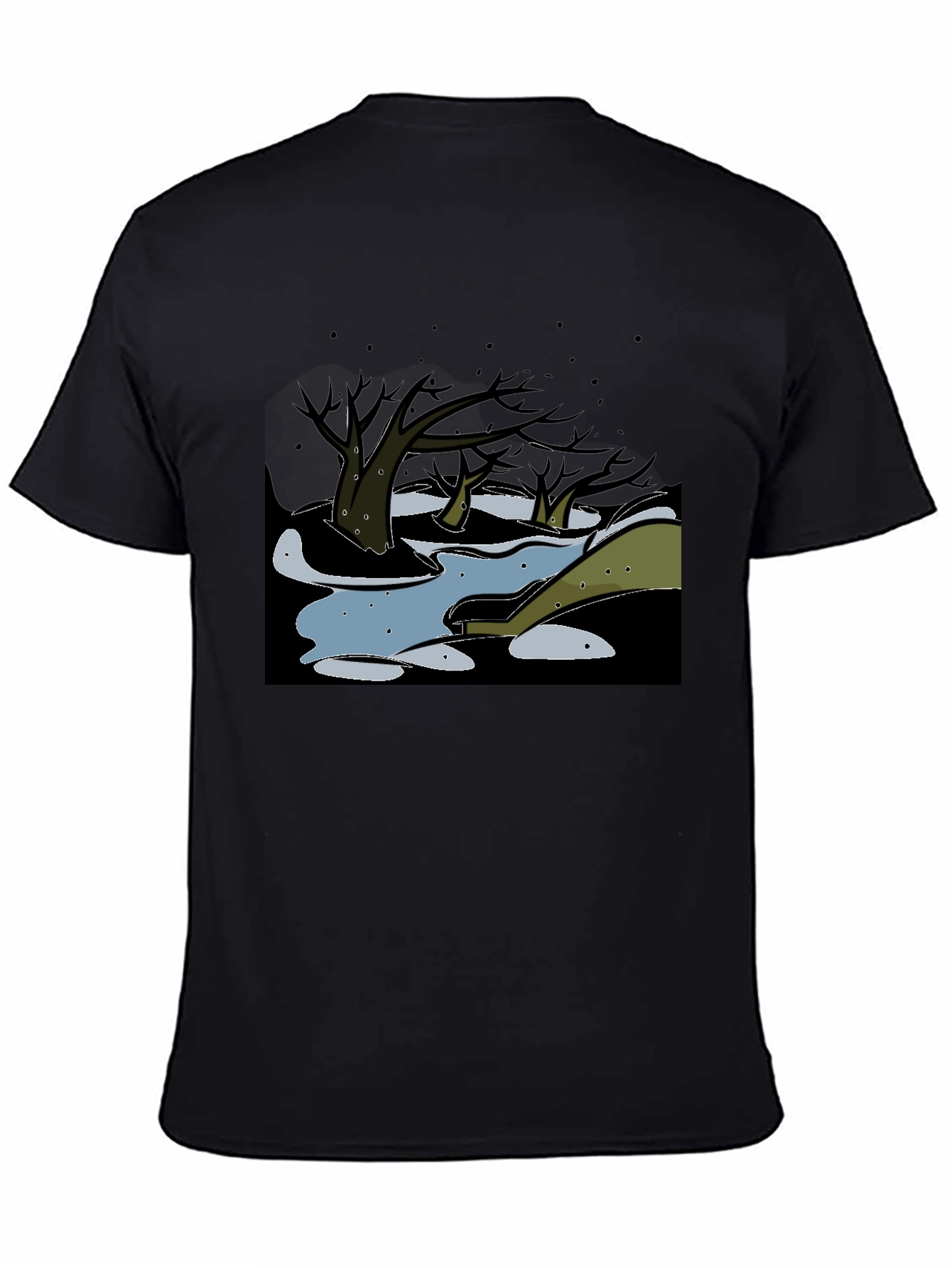 Black Dark Swamp Graphic Tee - Unique Design view 4
