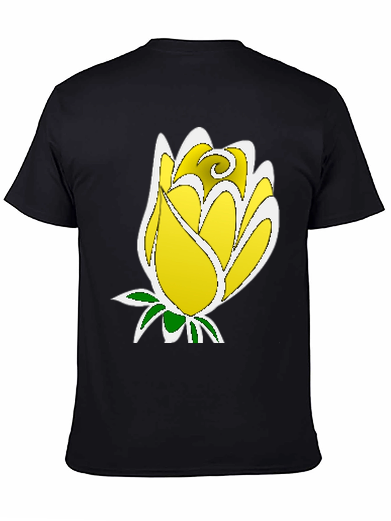Black Yellow Rose Graphic Tee - Stylish Men's Black T-Shirt view 4