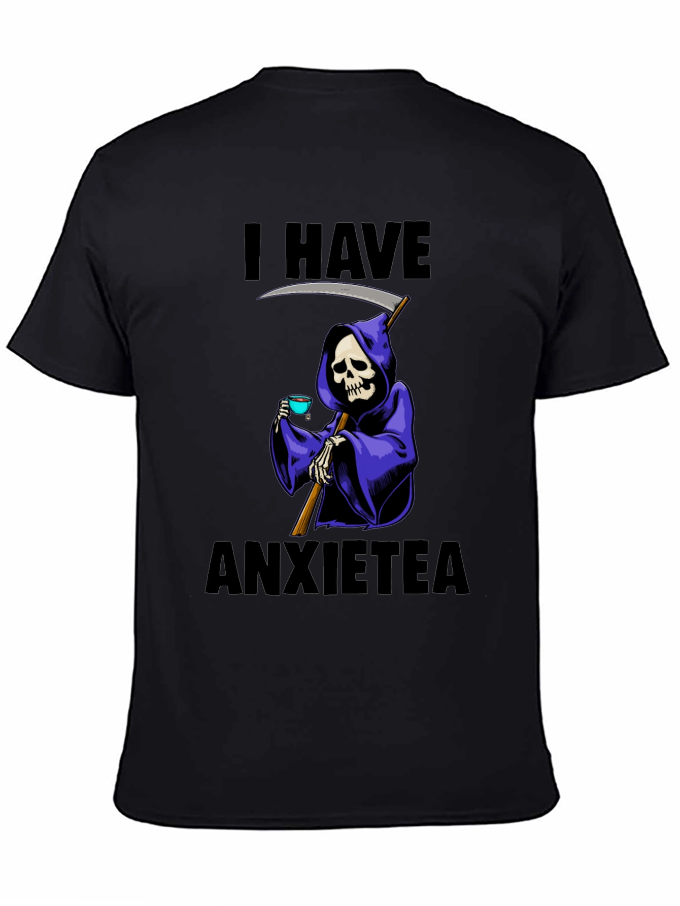 Black I Have Anxietea Grim Reaper T-Shirt view 4