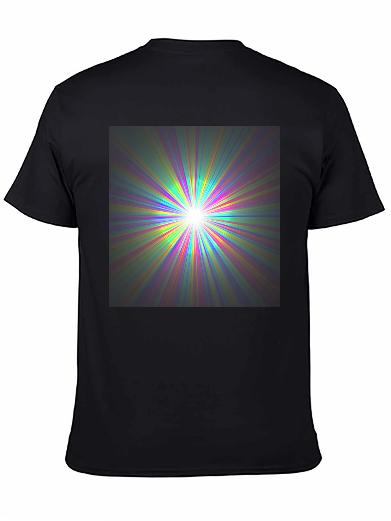Black Prismatic Burst Graphic Tee - Vivid Color Explosion view 4