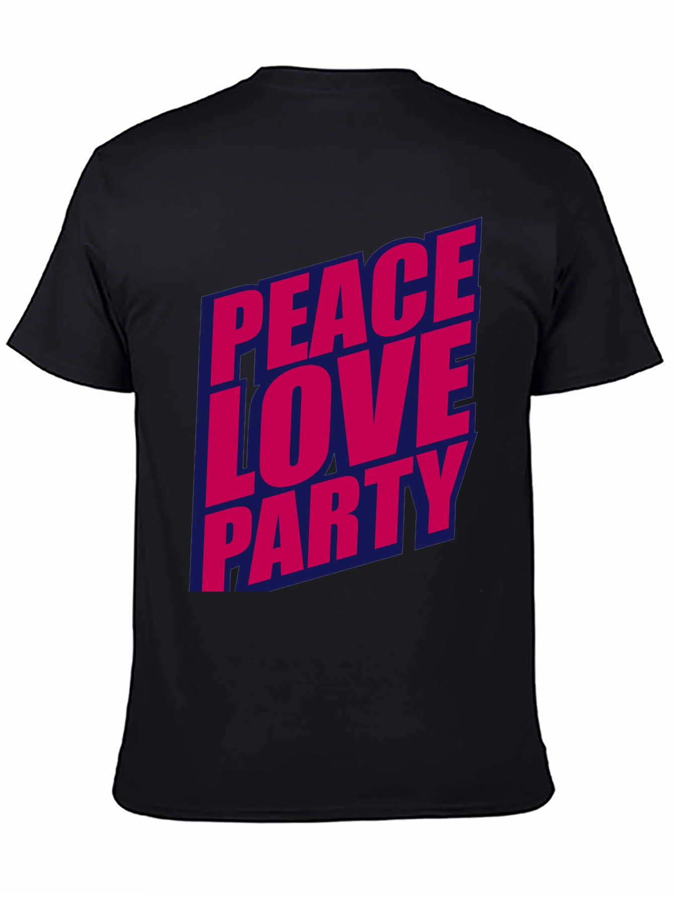 Black Peace Love Party Graphic Tee - Stylish Crew Neck T-Shirt view 4