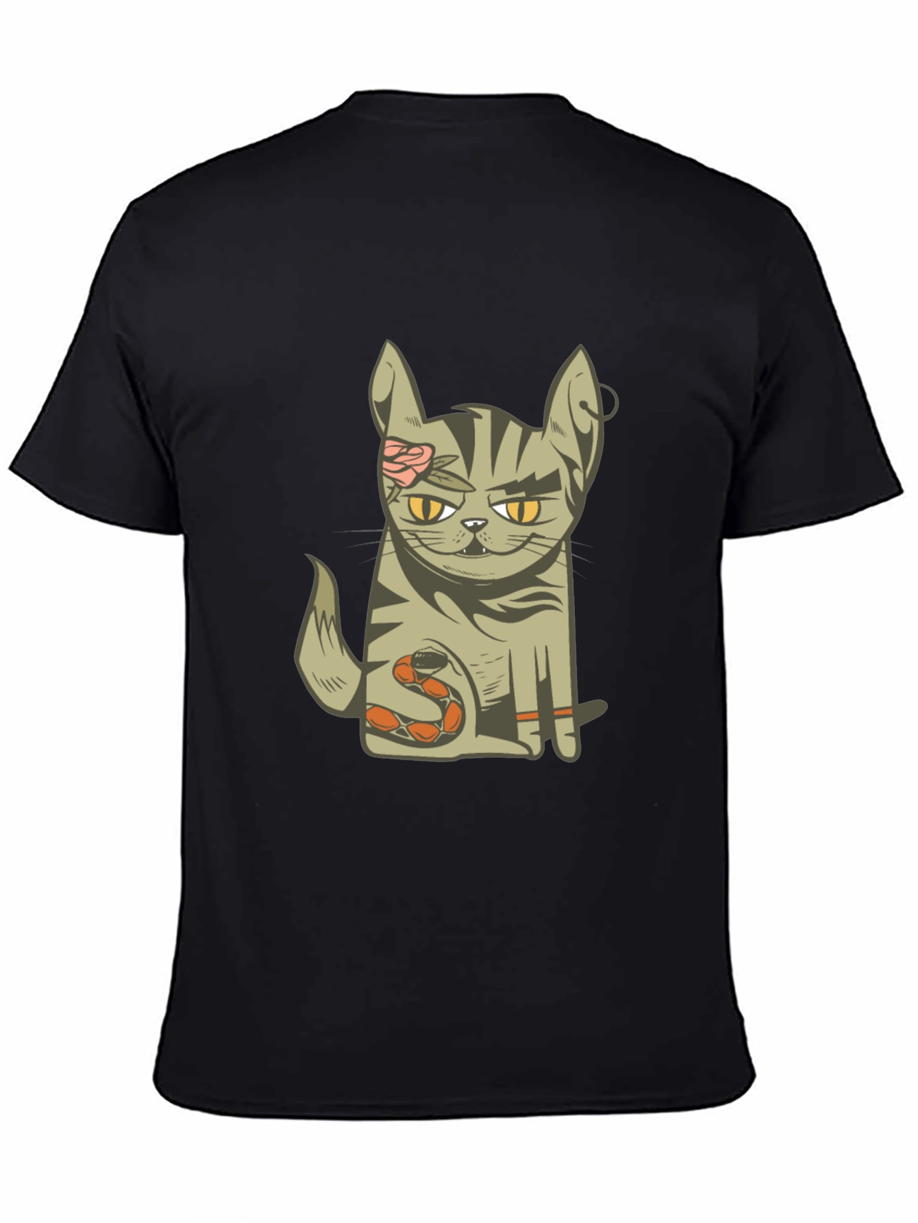 Black Zombie Cat T-Shirt - Unique Graphic Tee view 4