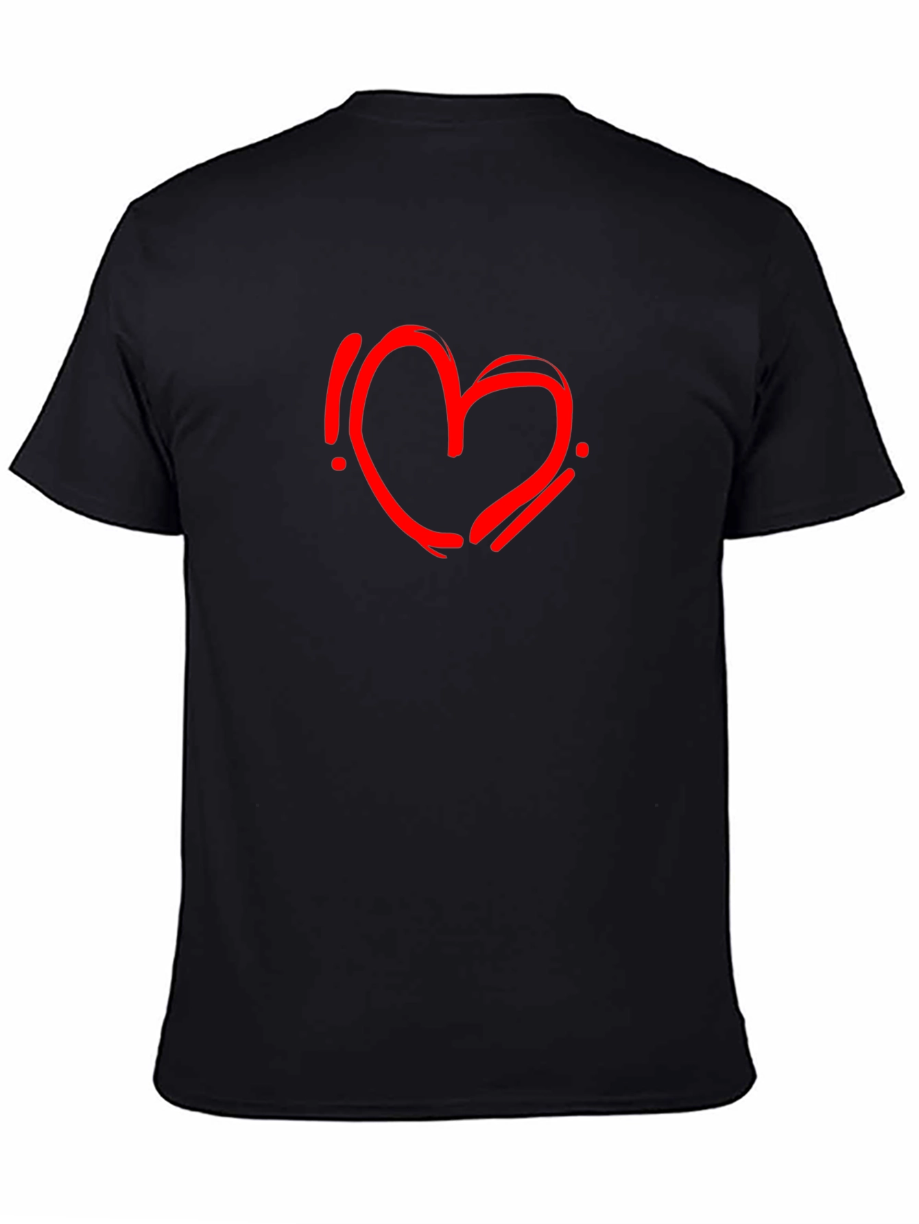 Black Black T-Shirt with Red Heart Graphic view 4
