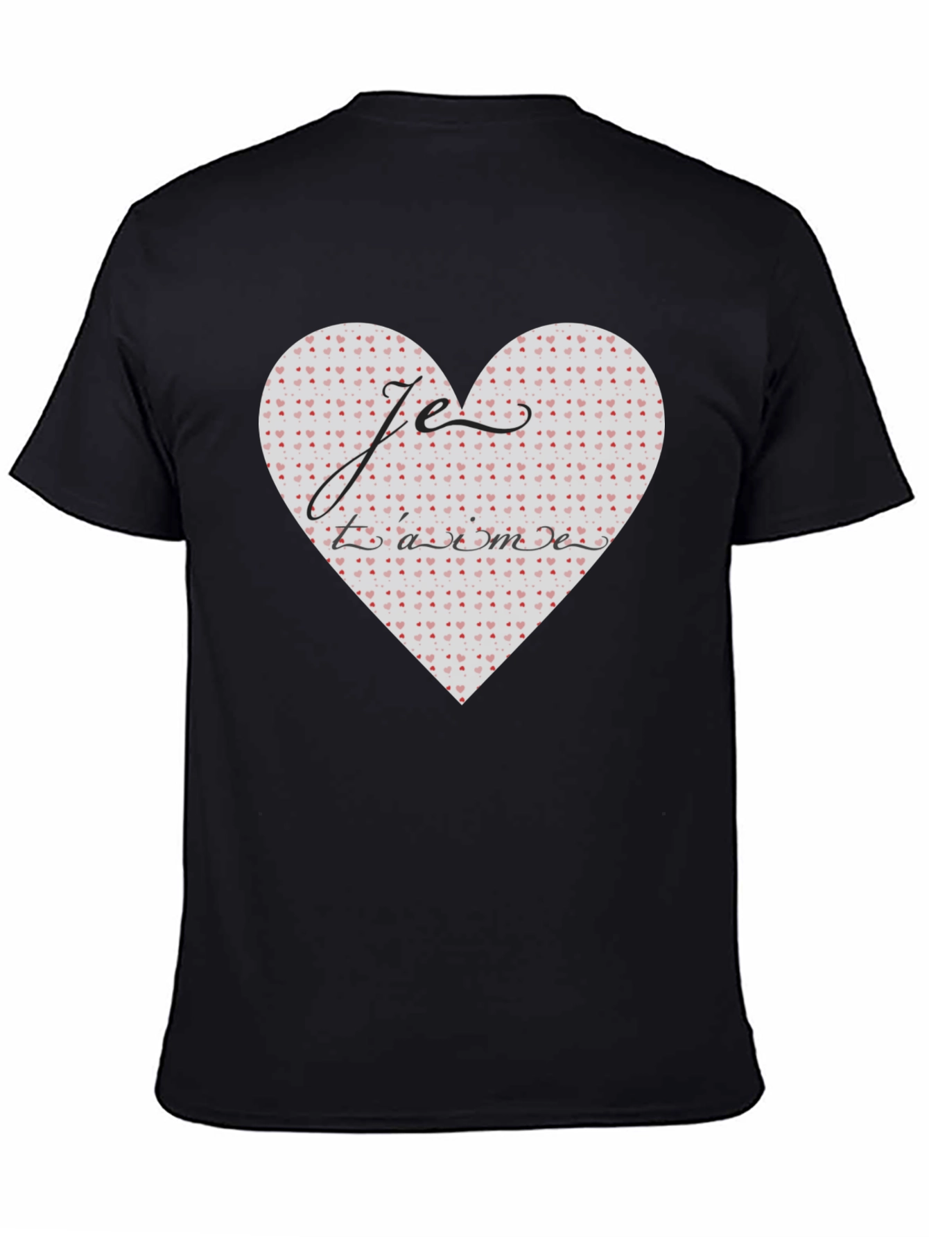 Black Je T'aime Heart Graphic Tee - Stylish Black T-Shirt view 4