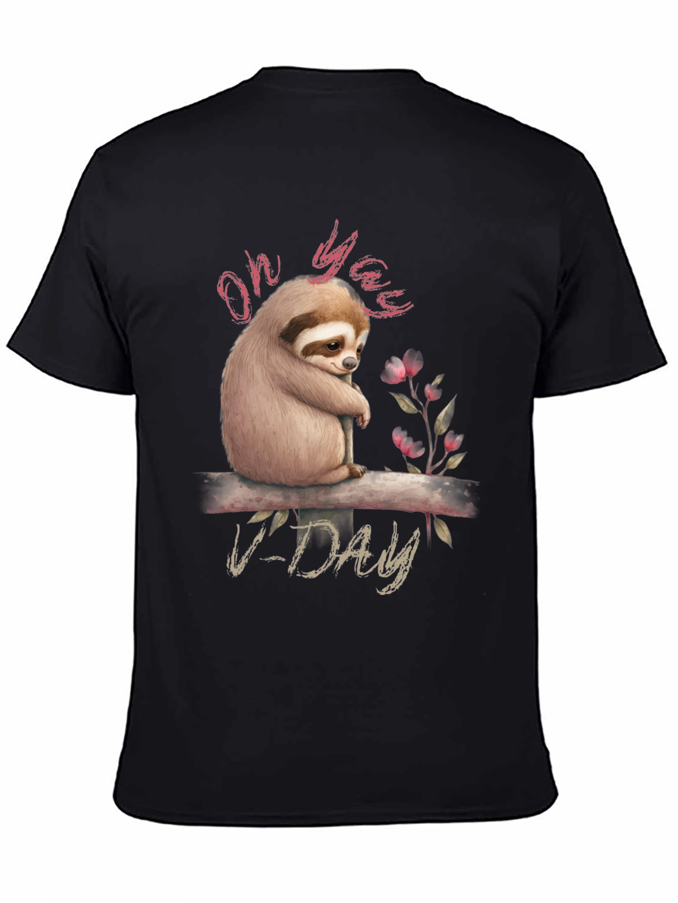 Black Oh Yaas V-Day Sloth Graphic Tee view 4