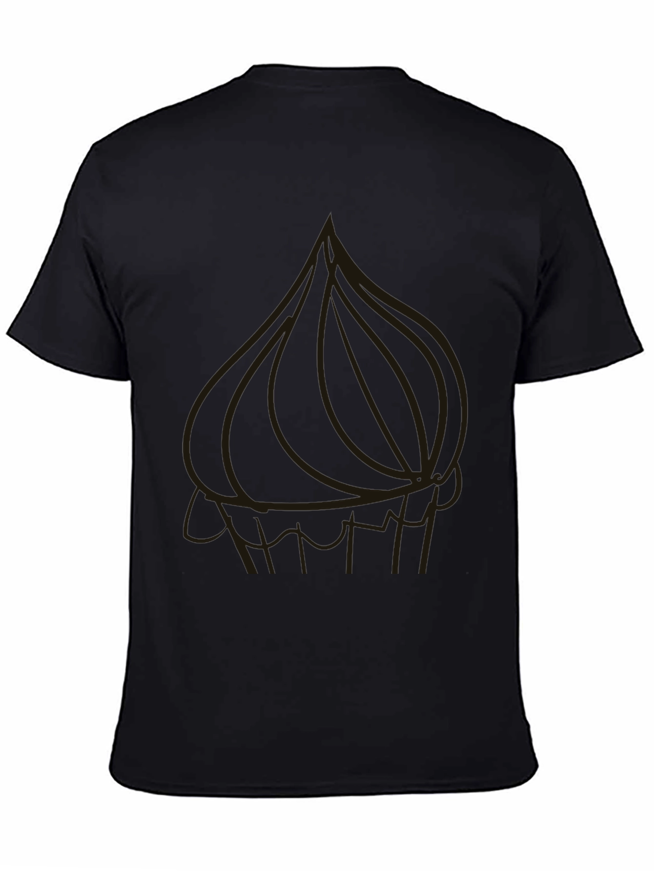 Black Men's Black Graphic T-Shirt - Onion Design view 4