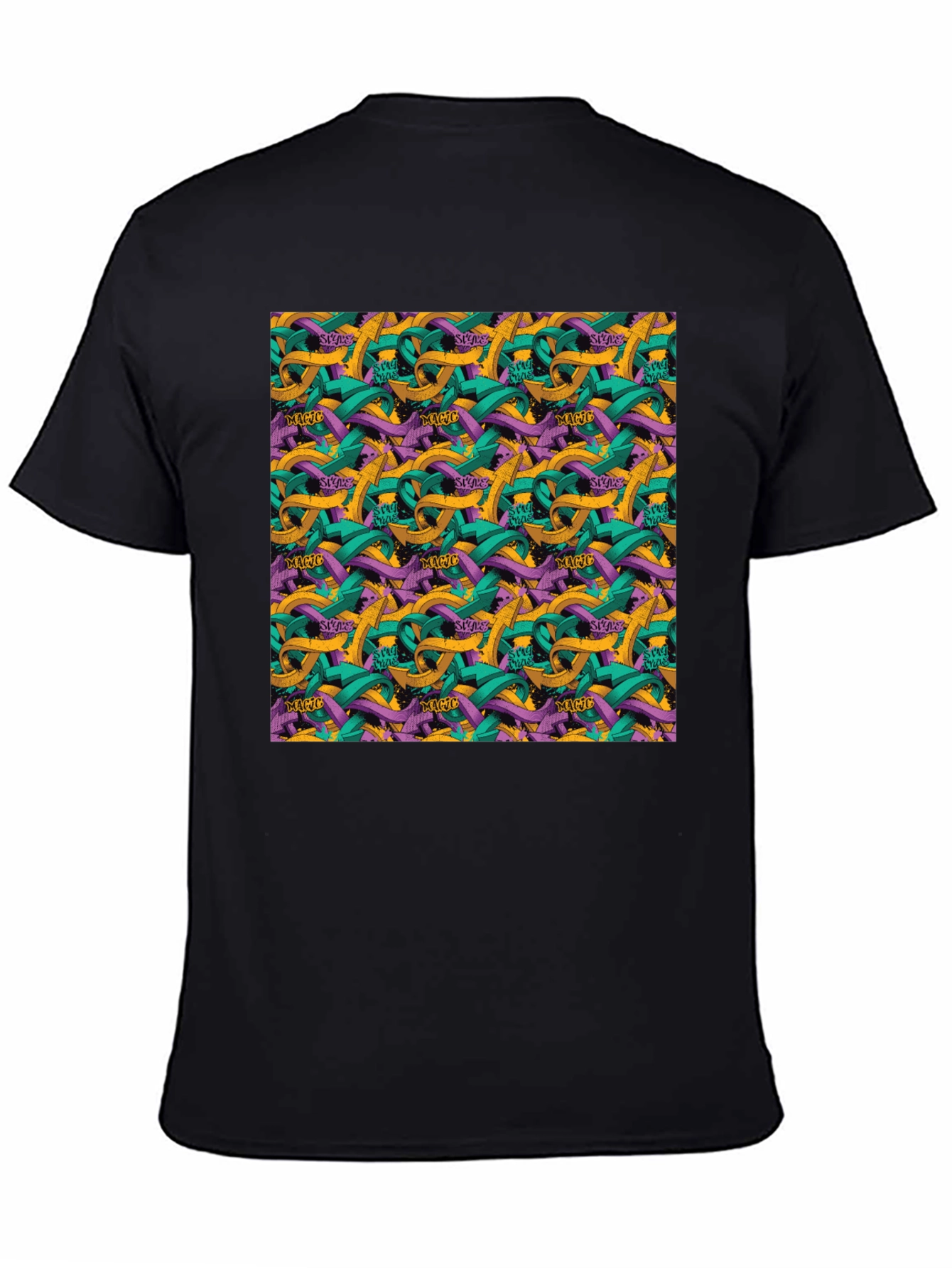 Abstract Arrow Graphic Black T-Shirt - 4