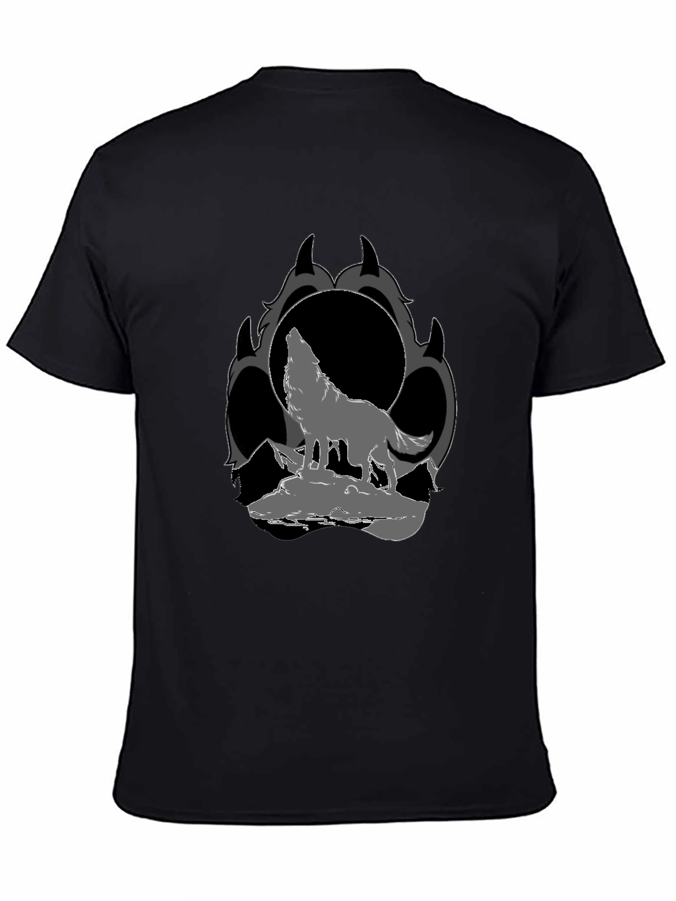Black Wolf Howling at Moon Graphic T-Shirt view 4