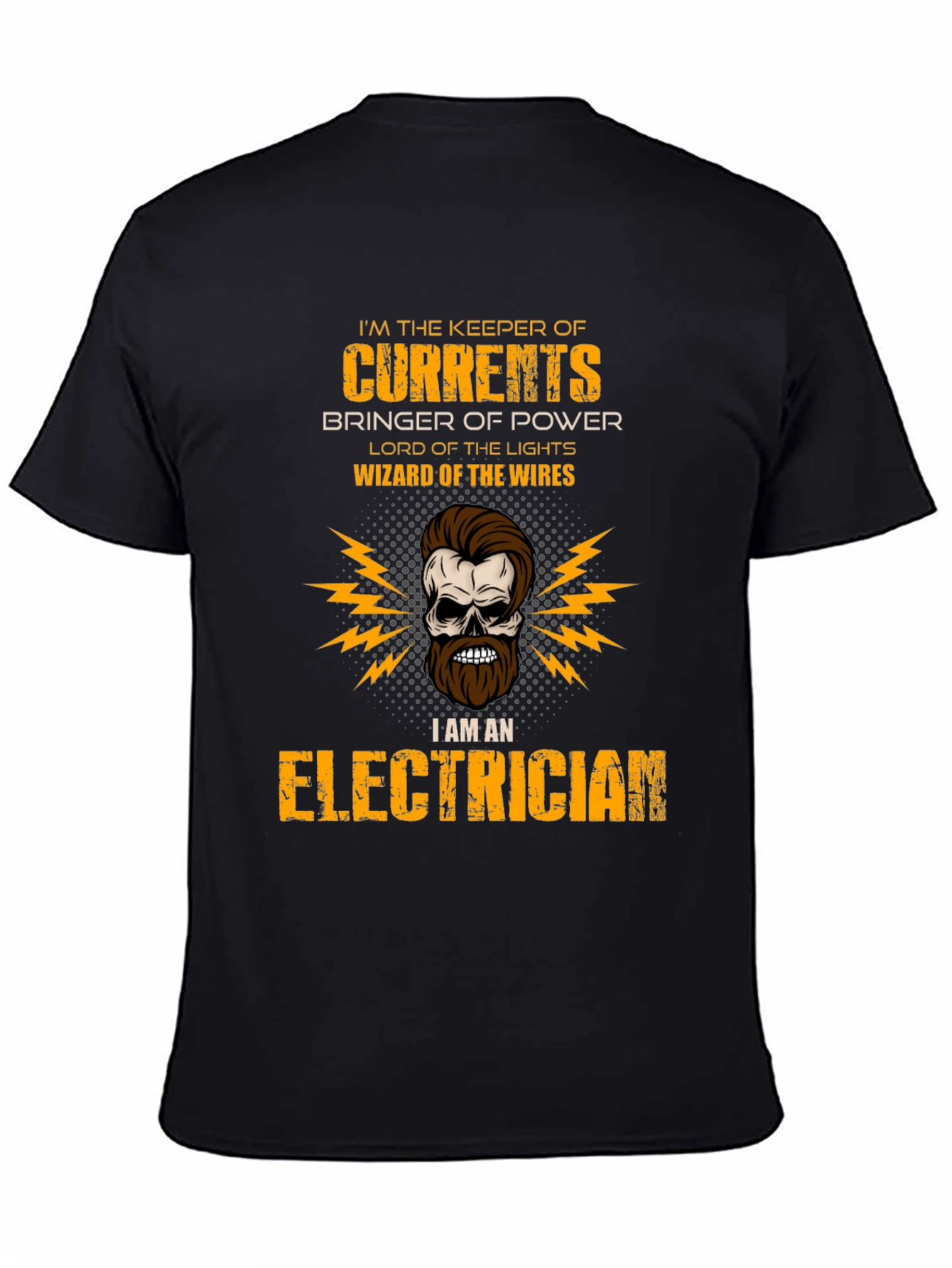 Black Electrician Skull T-Shirt - Keeper of Currents view 4