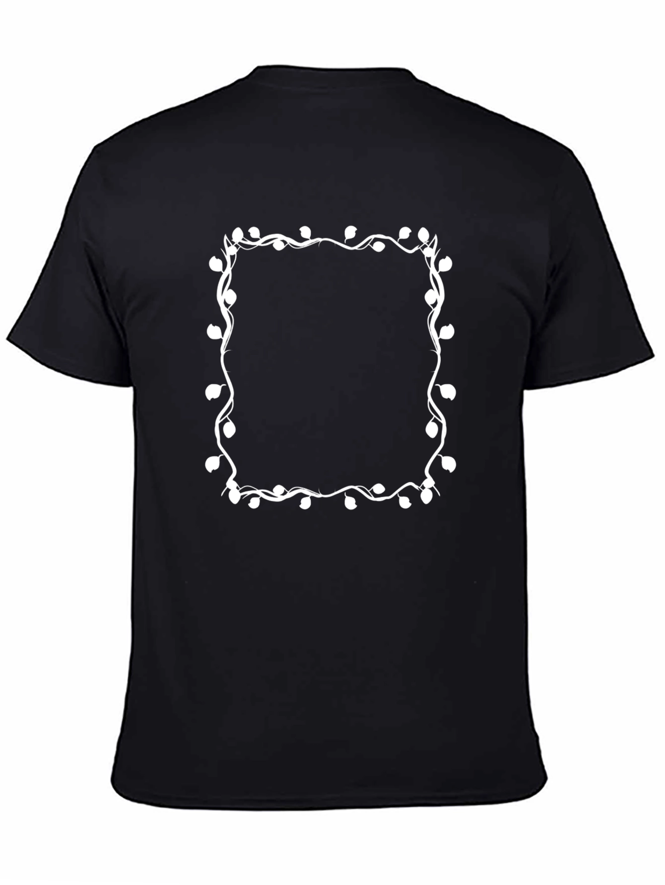Black Tee with Decorative White Square Design - 4