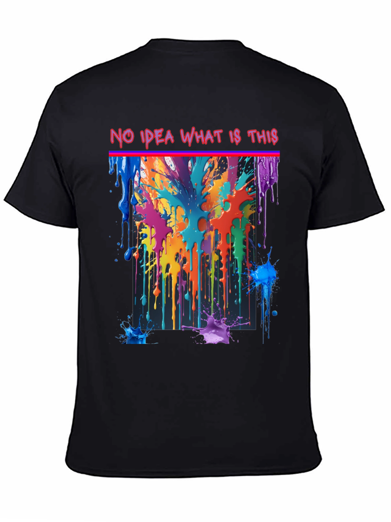 Black Abstract Paint Splatter T-Shirt view 4