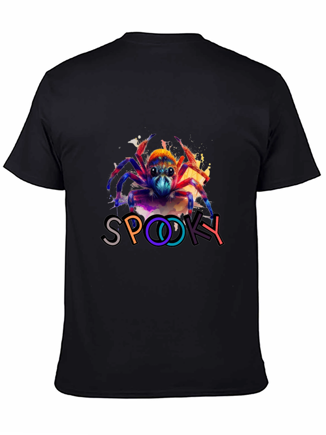 Black Spooky Spider Graphic T-Shirt view 4