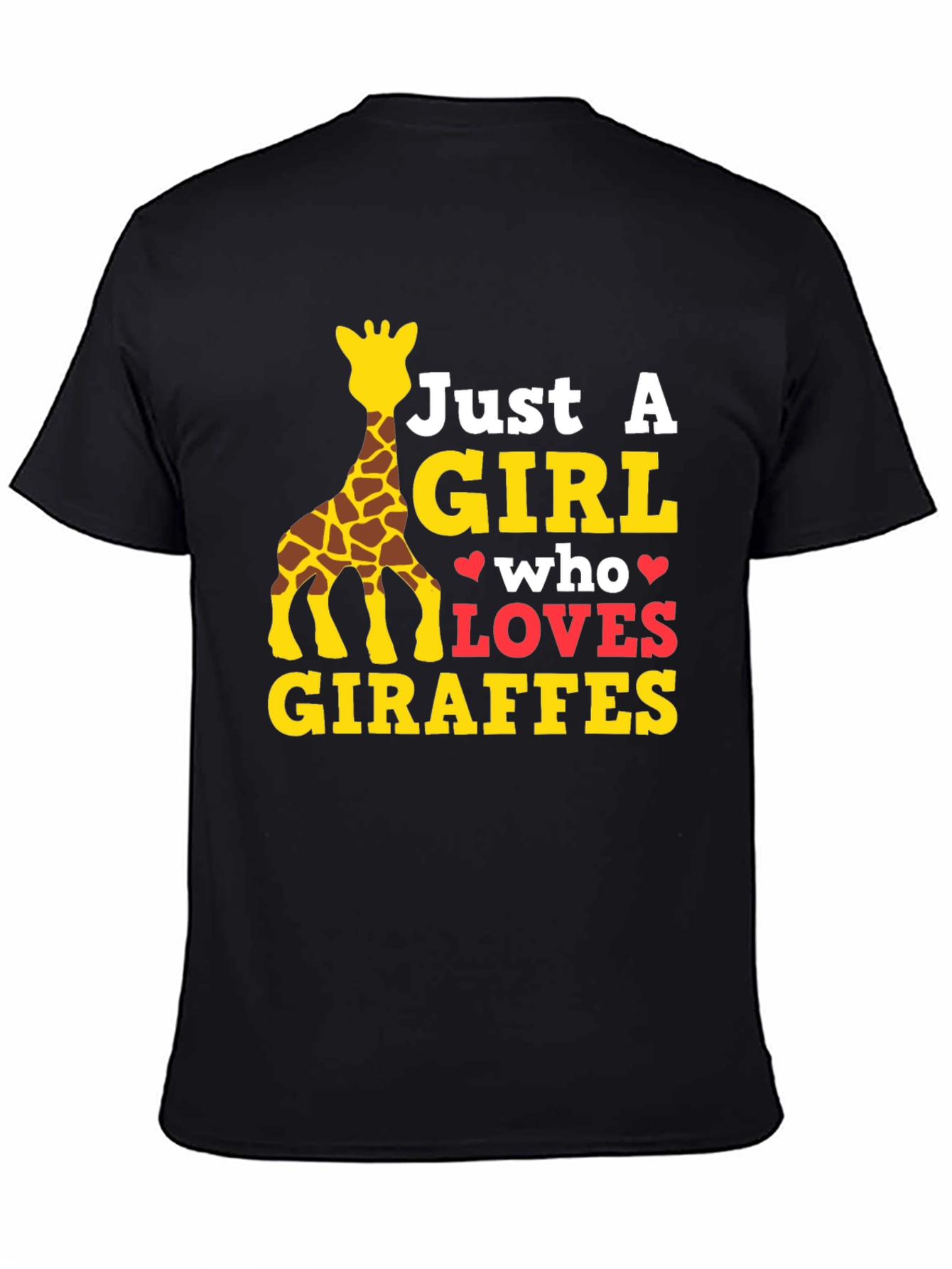 Black Just A Girl Who Loves Giraffes T-Shirt view 4