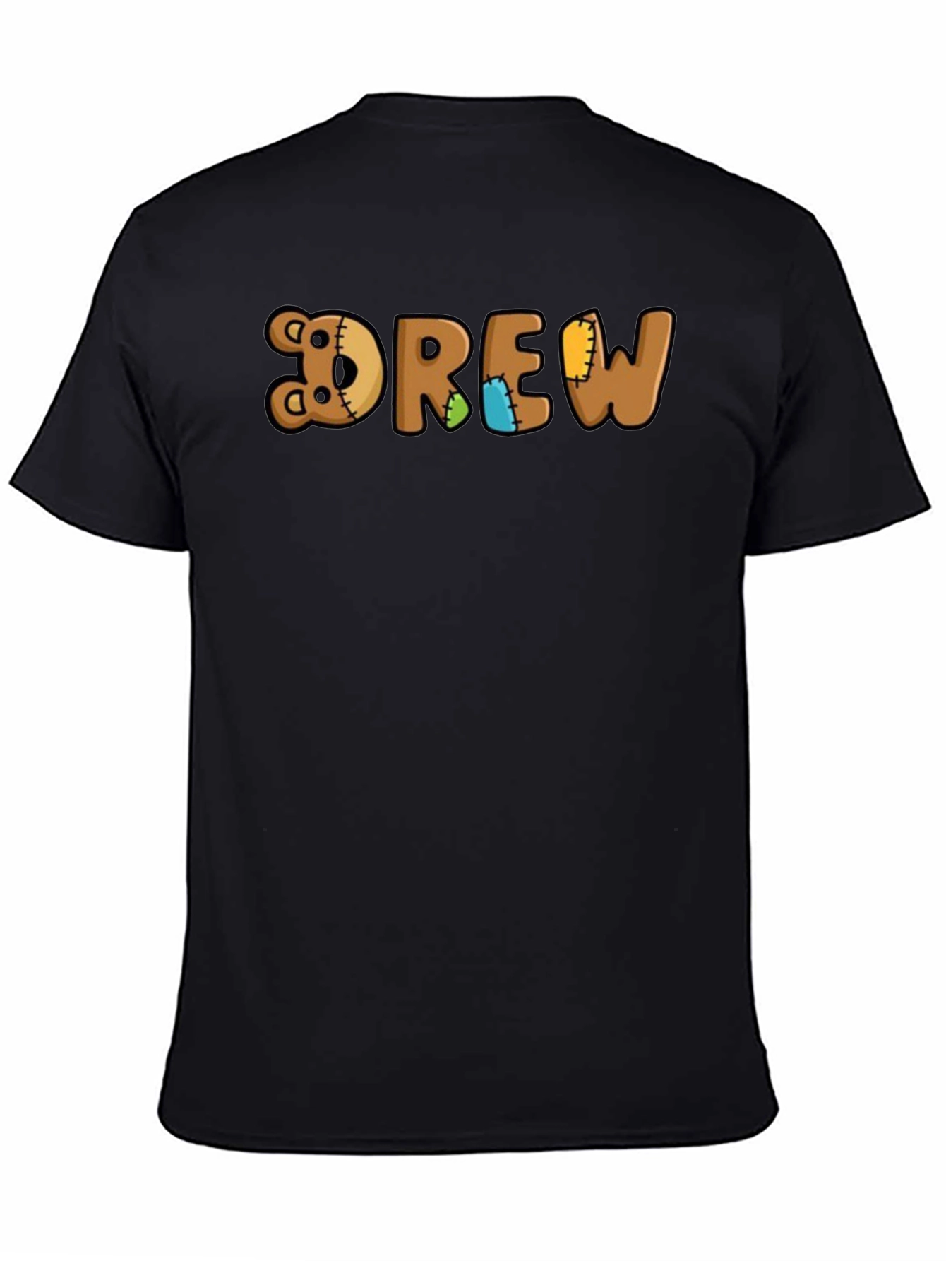 Black Drew Teddy Bear Name T-Shirt - Custom Boy's Tee view 4