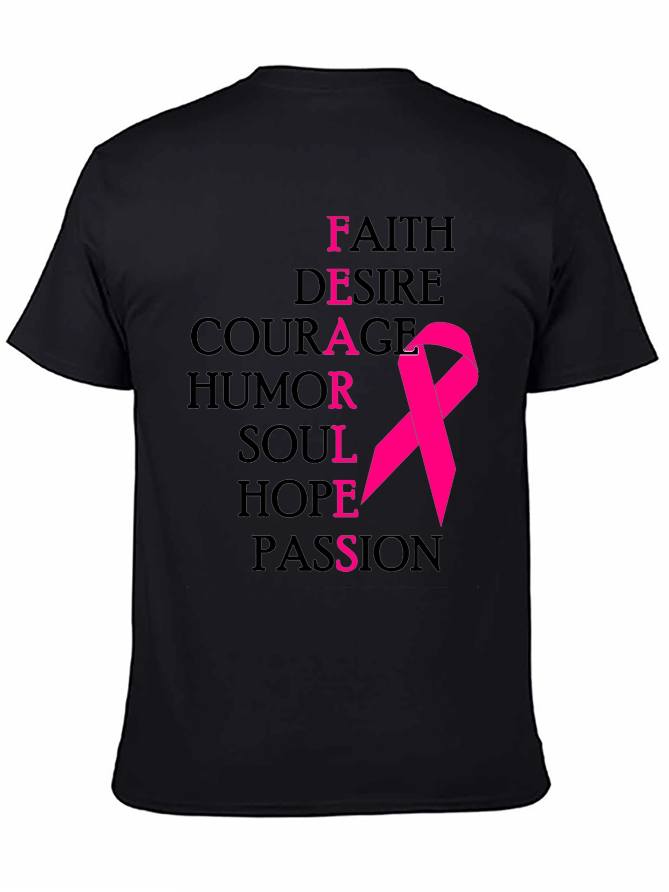 Black Fearless Breast Cancer Awareness T-Shirt view 4
