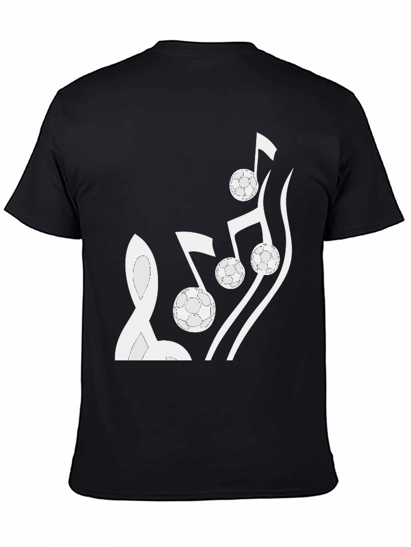 Black Musical Soccer Tee - Black Cotton Graphic T-Shirt view 4