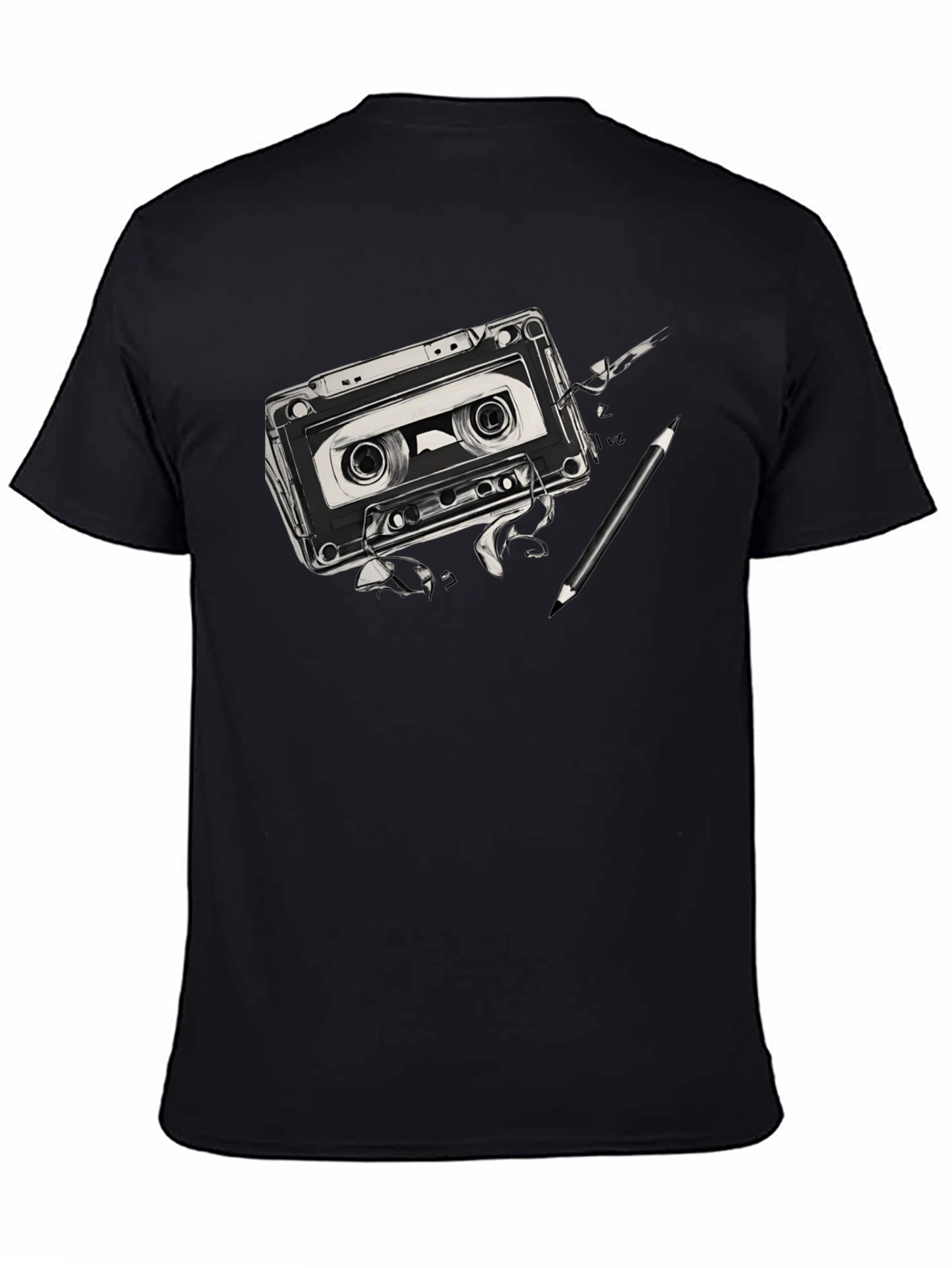 Black Retro Cassette Tape Graphic Tee view 4