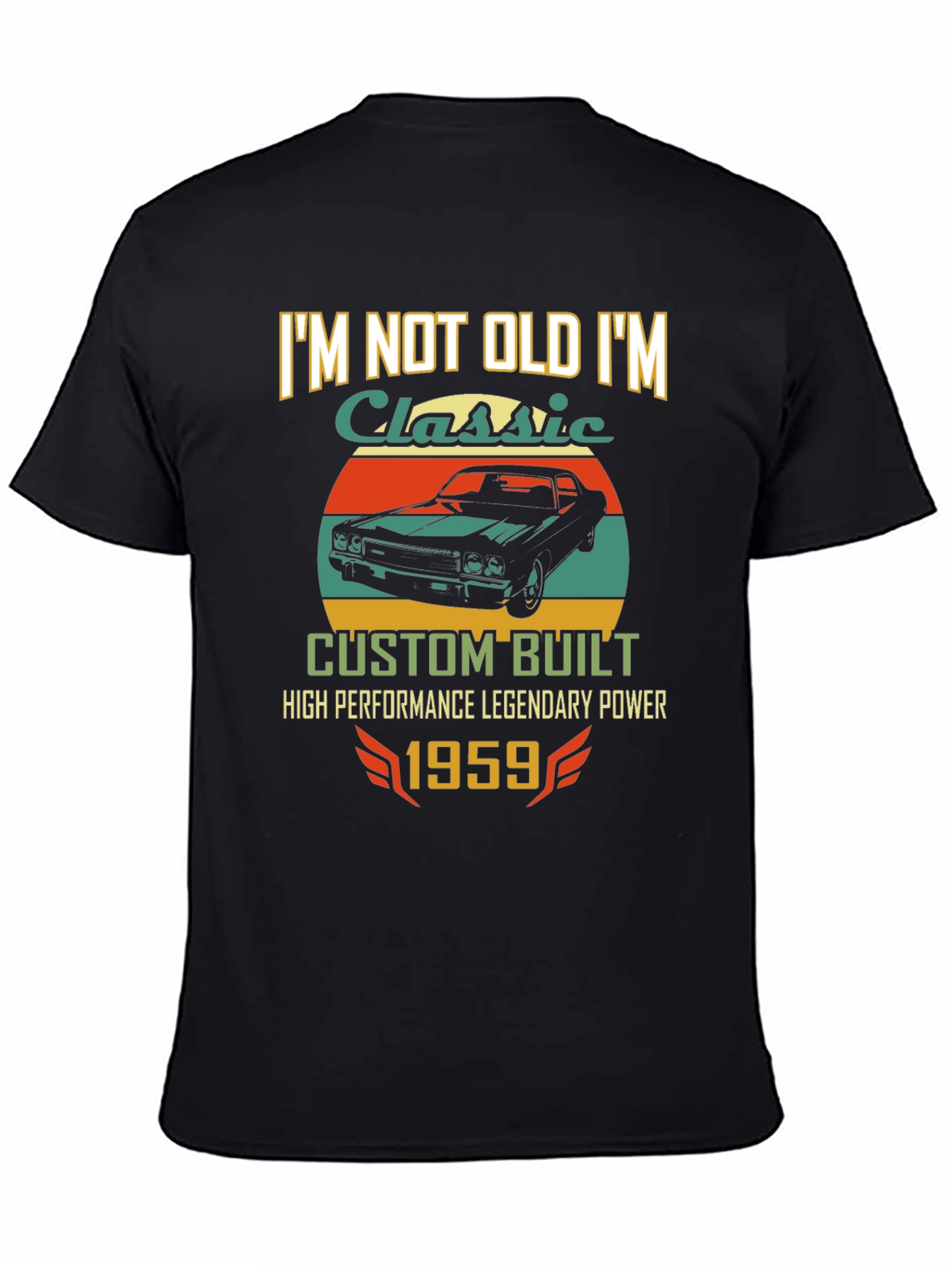 Black Classic Car 1959 T-Shirt - Custom Built view 4