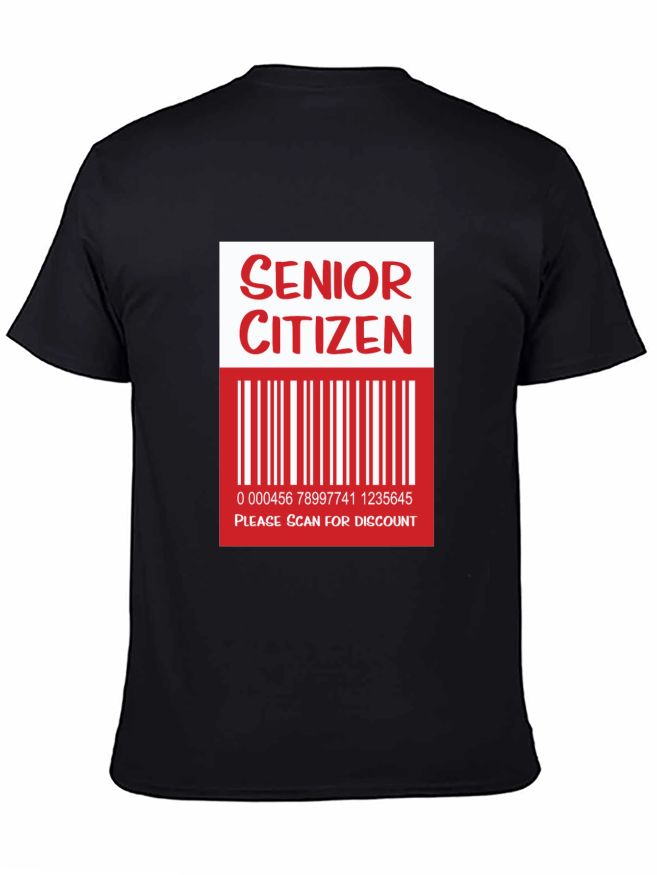 Black Senior Citizen Barcode T-Shirt - Funny Novelty Tee view 4