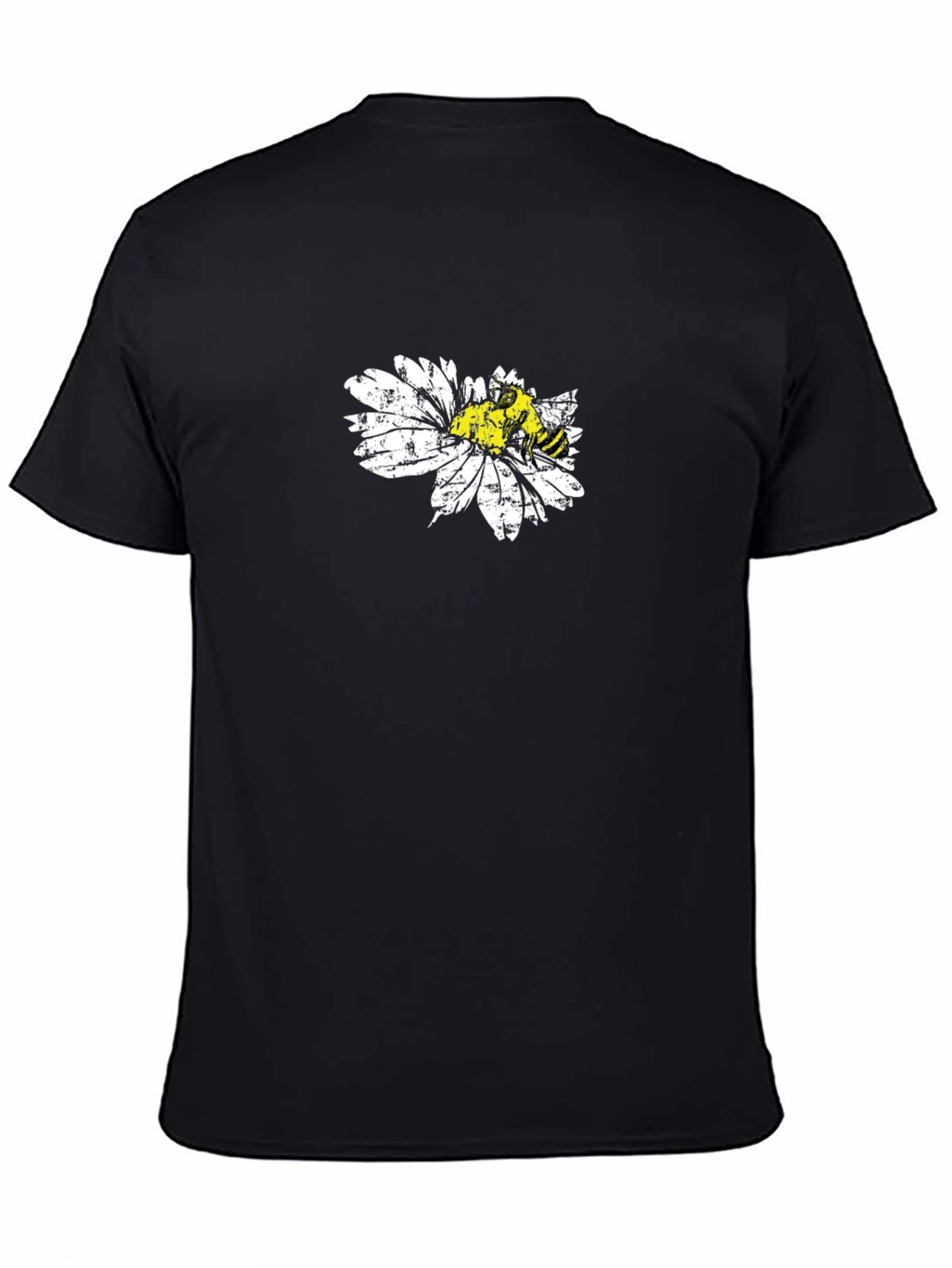 Black Bee on Daisy Black T-Shirt Graphic Tee view 4