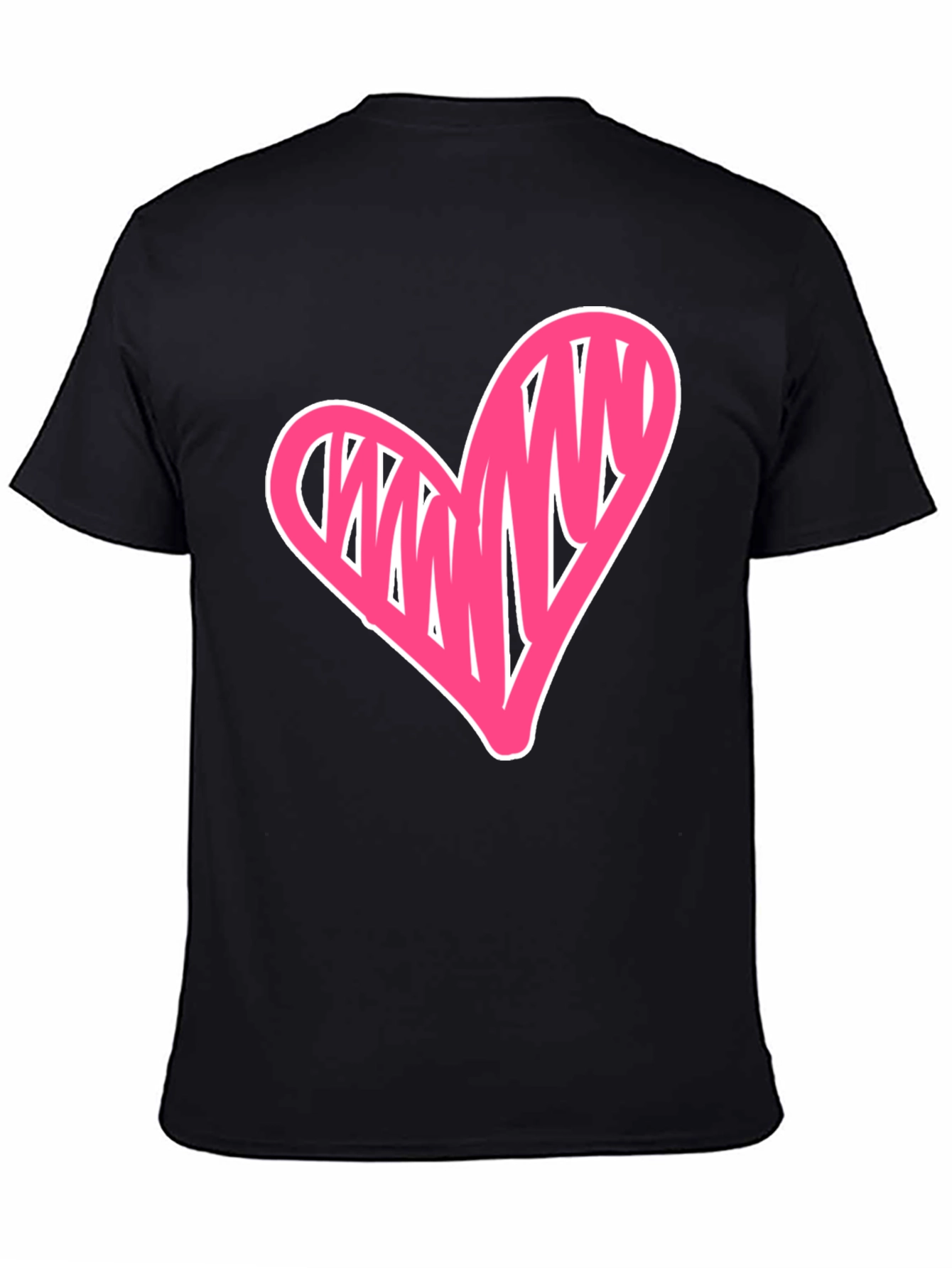 Black Heart Scribble Graphic Tee - Casual Black T-Shirt view 4