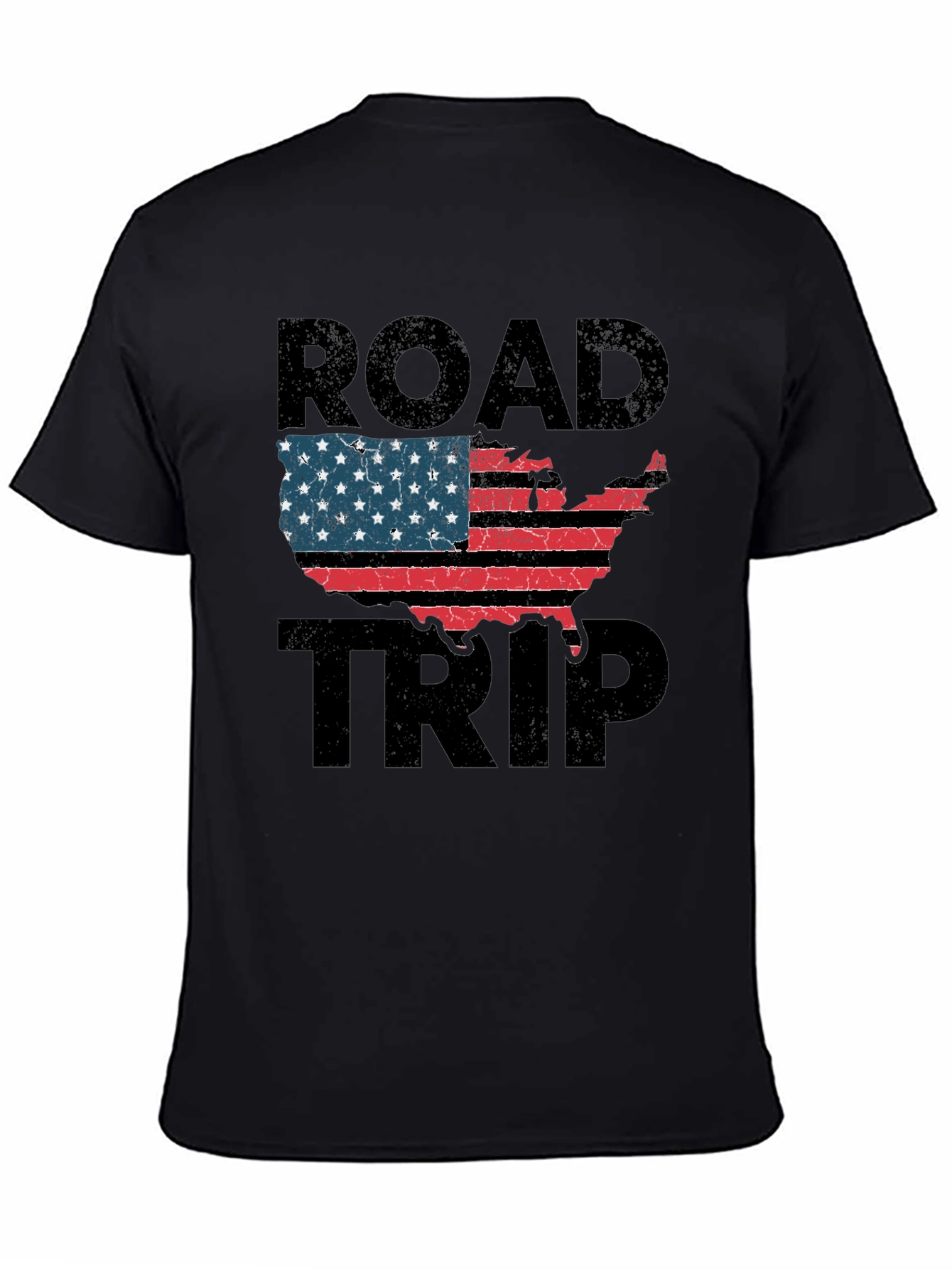 Black Road Trip USA Flag Graphic Tee view 4