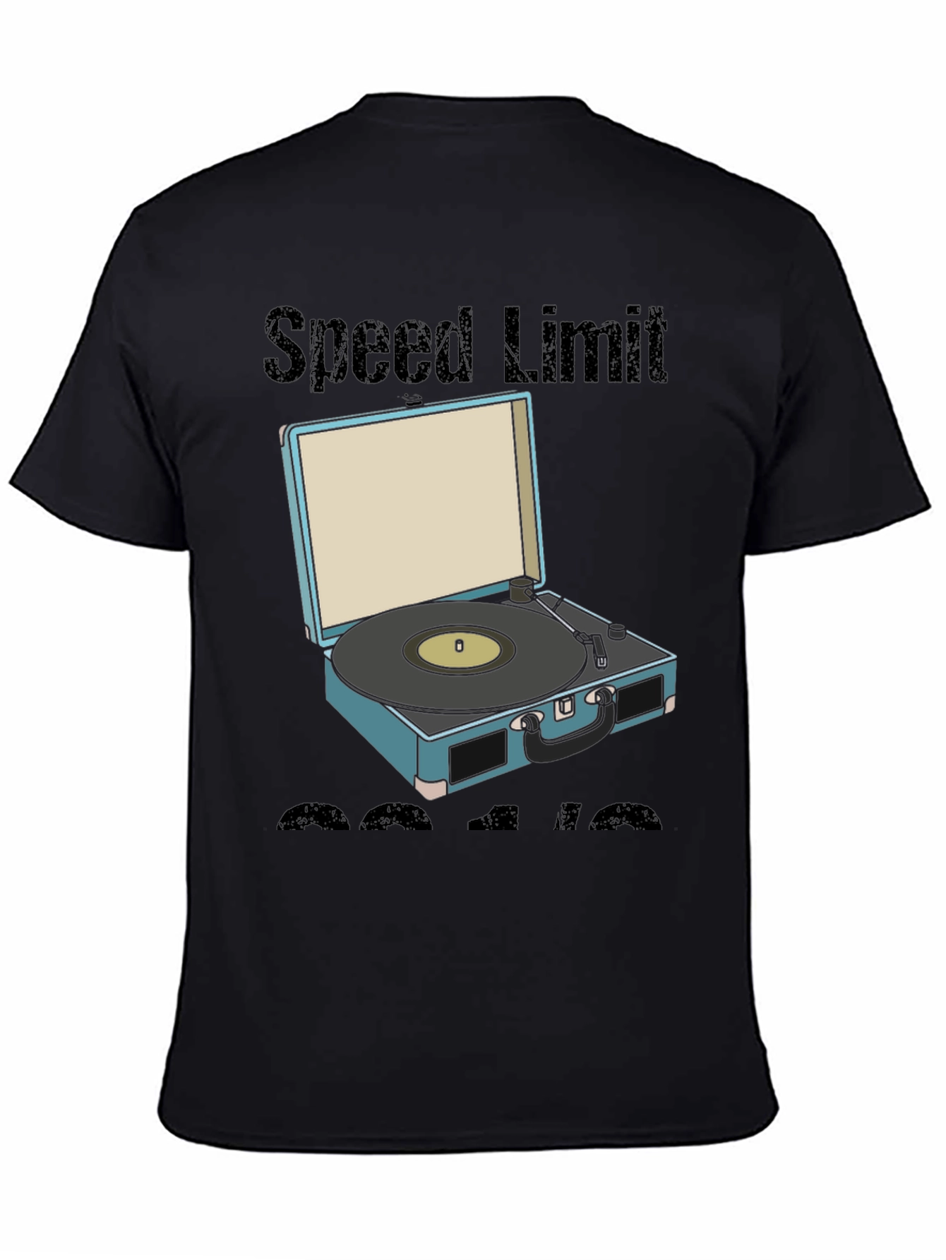 Black Retro Speed Limit Vinyl Record Player T-Shirt view 4