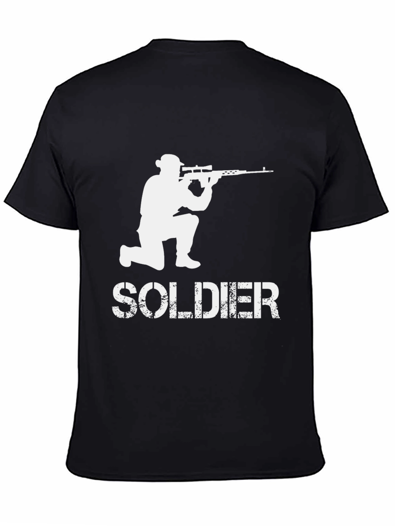 Black Soldier Sniper Graphic Tee - Black Cotton T-Shirt view 4