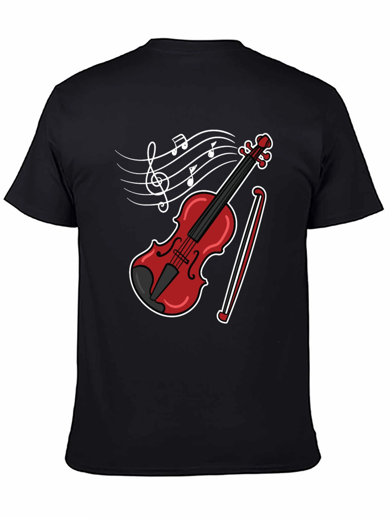 Black Musical Violin Graphic T-Shirt view 4