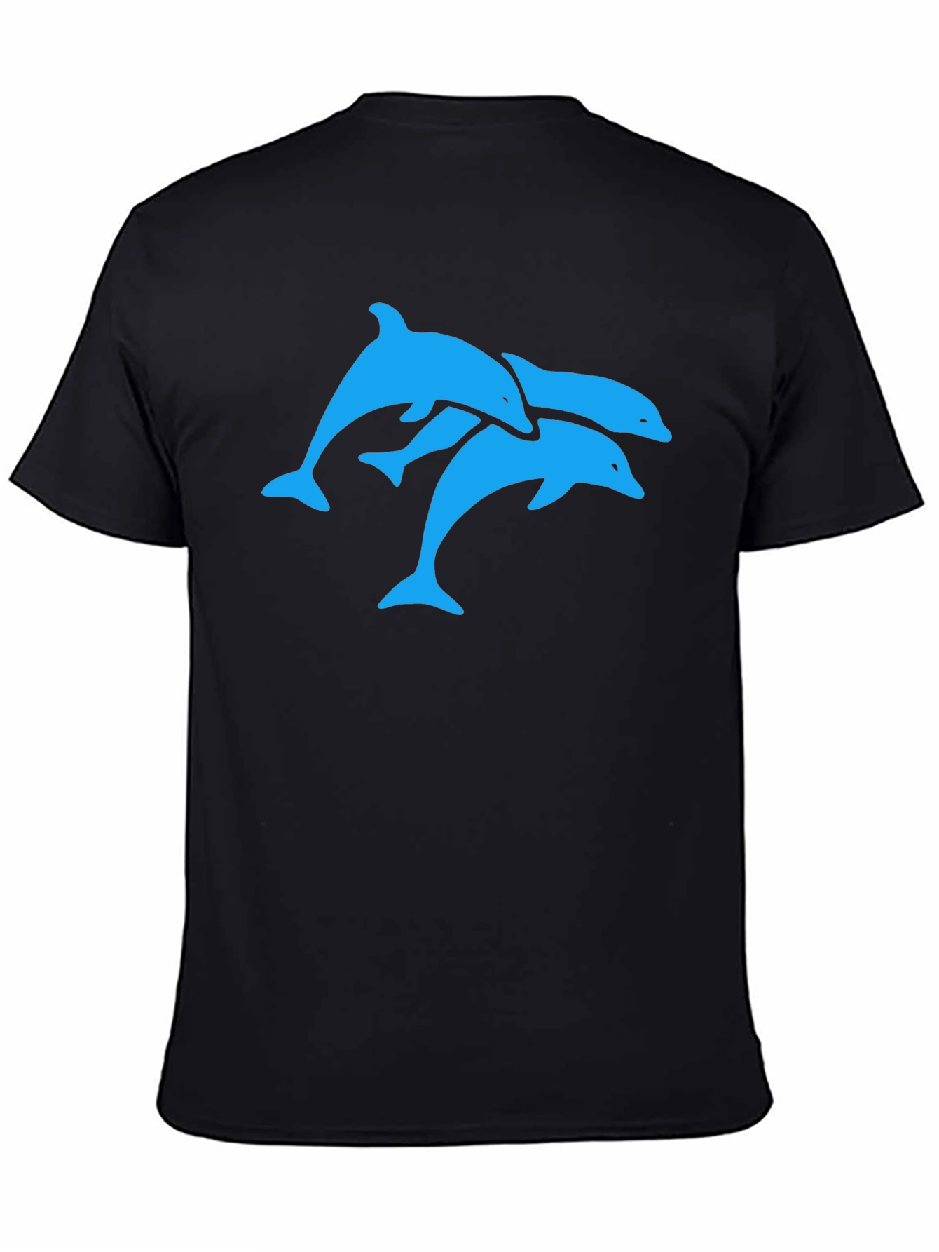 Black Dolphin Trio Graphic Tee - Black Cotton T-Shirt view 4