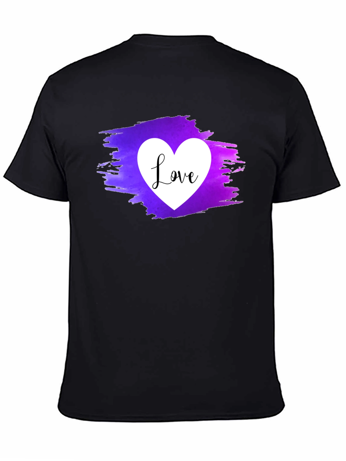 Black Love Heart Graphic Tee - Purple & White Print view 4