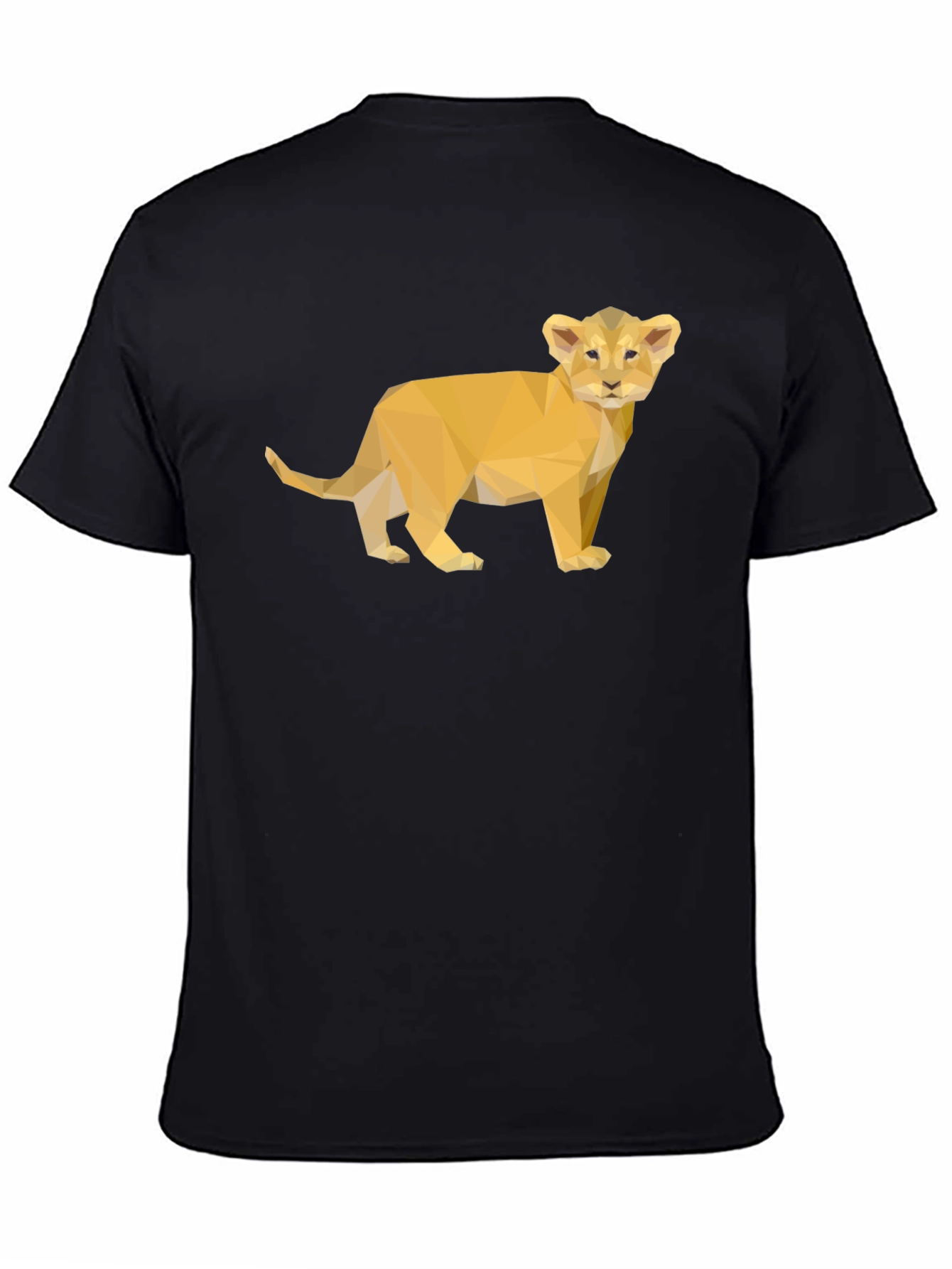 Black Geometric Lion Cub Tee - Stylish Black T-Shirt view 4