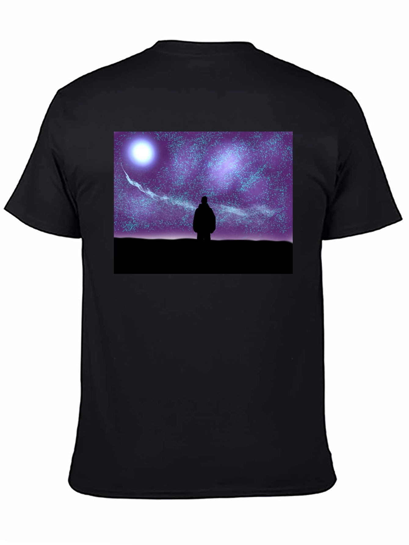 Black Starry Night Graphic Tee - Unisex Black T-Shirt view 4