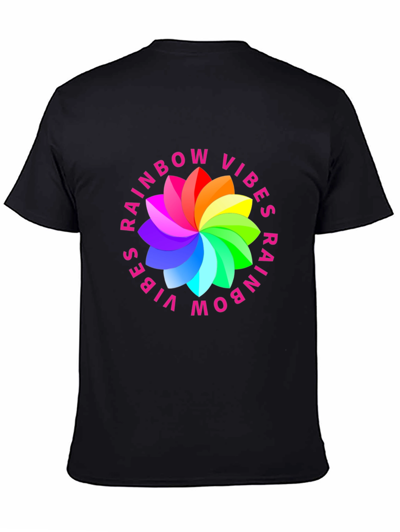 Black Rainbow Vibes Graphic Print T-Shirt - Stylish Comfort view 4