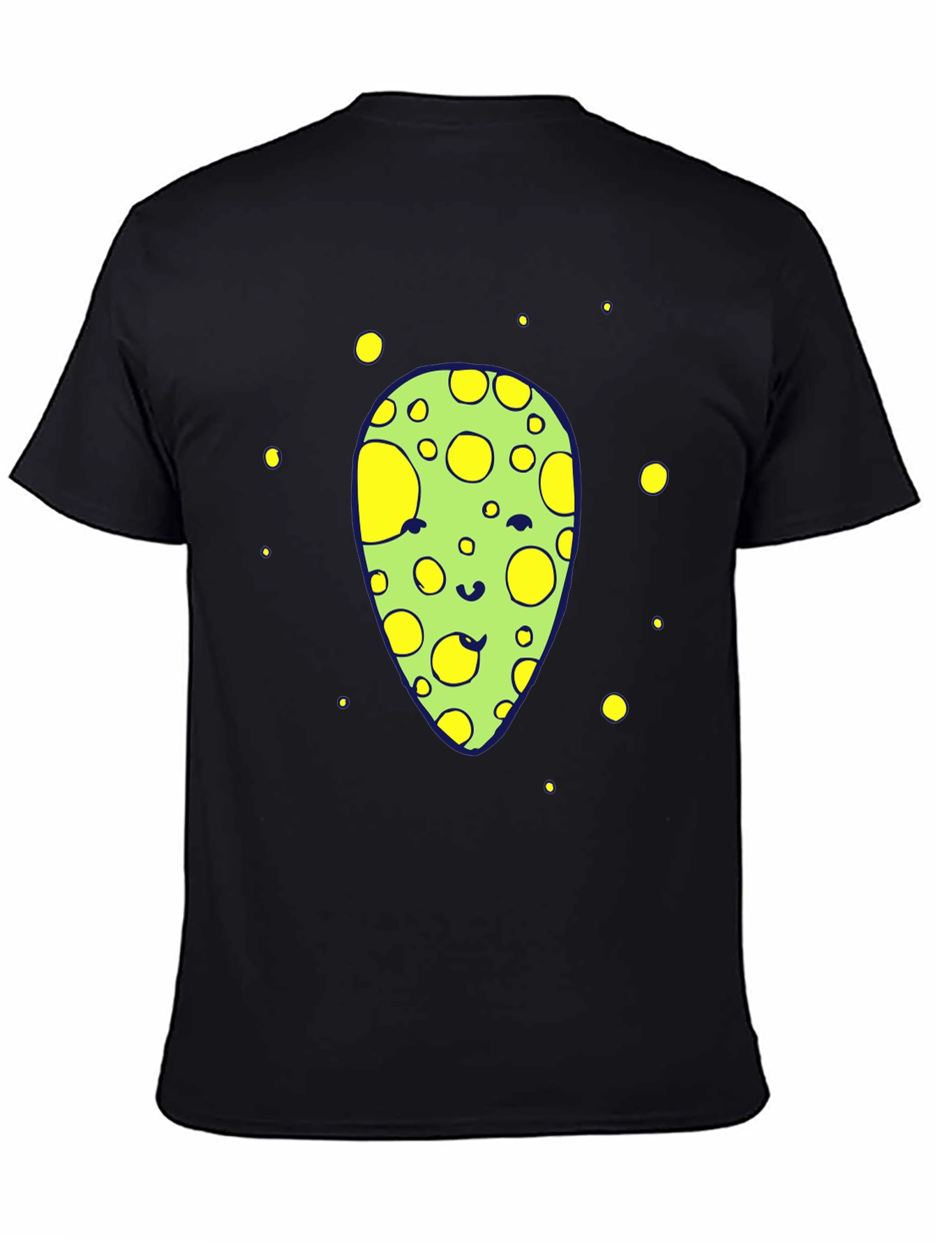 Black Funny Alien Graphic Tee - Black Crew Neck T-Shirt view 4