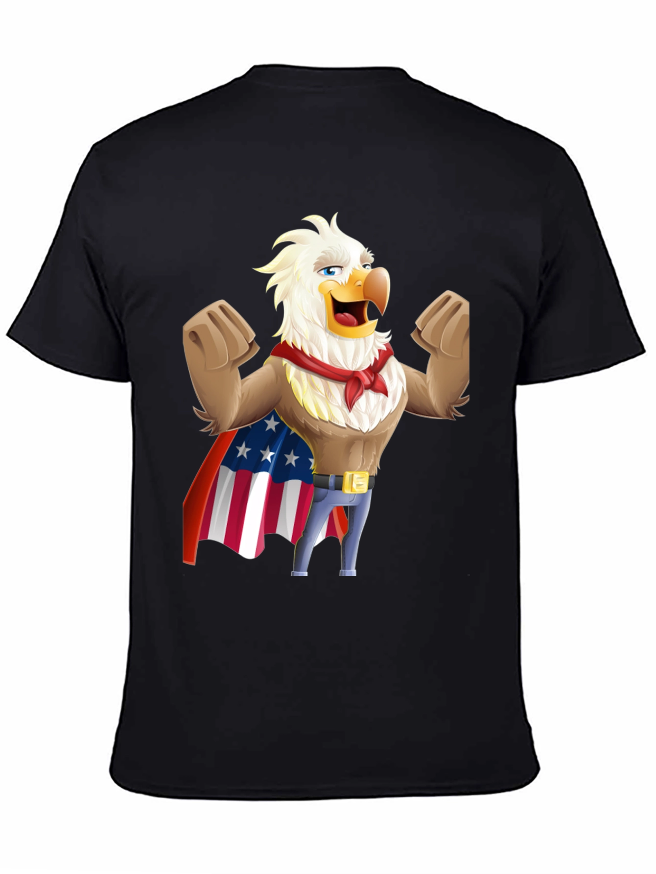 Black Patriotic Eagle Cartoon T-Shirt - USA Pride! view 4