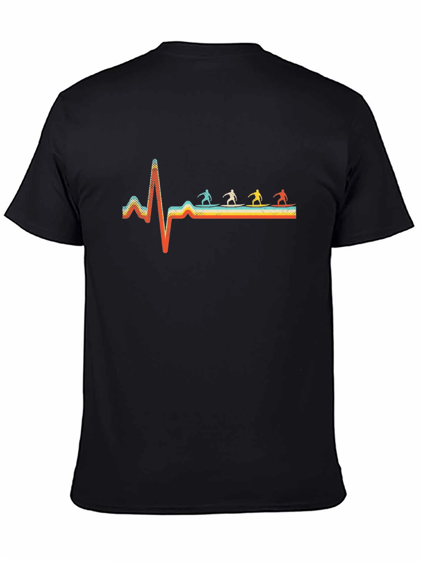 Black Surfing Heartbeat Graphic Tee view 4