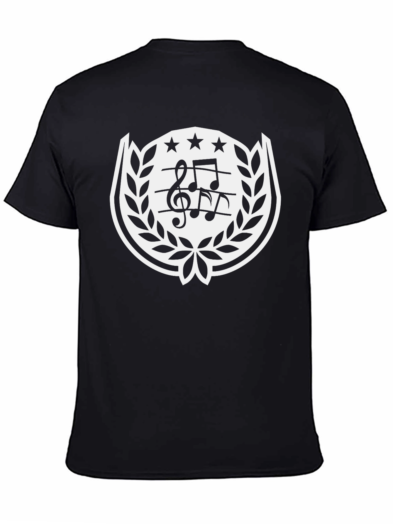 Black Music Notes Crest Black T-Shirt view 4