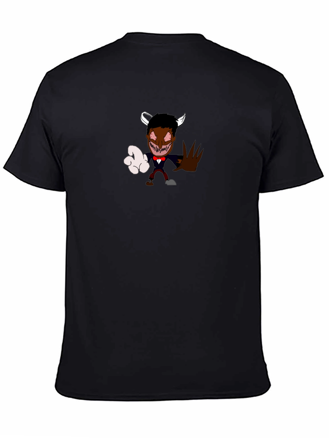 Black Cartoon Devil Graphic Tee - Black Crew Neck view 4