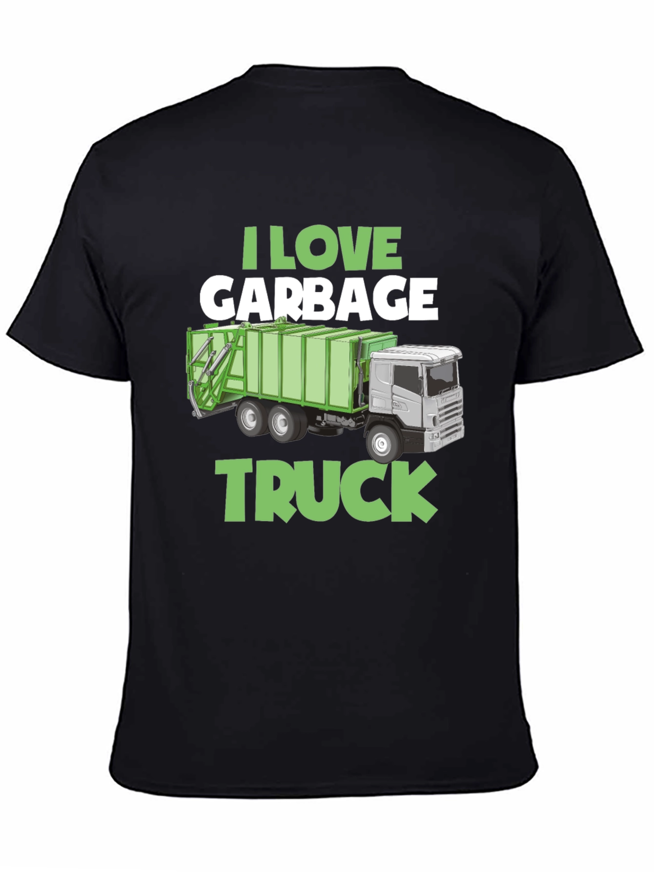 Black I Love Garbage Truck Graphic T-Shirt view 4