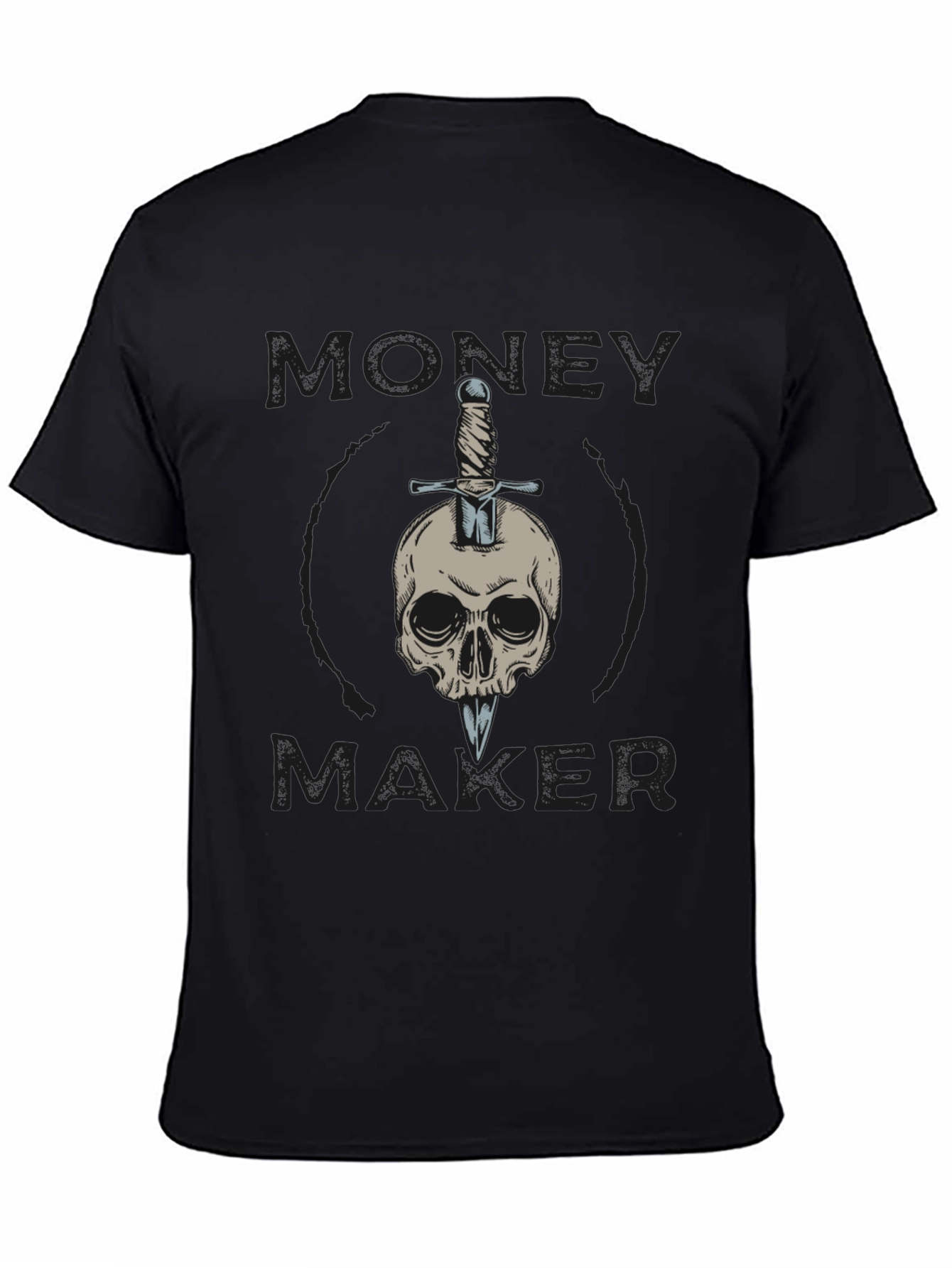 Black Money Maker Skull & Sword Graphic Tee - Black view 4