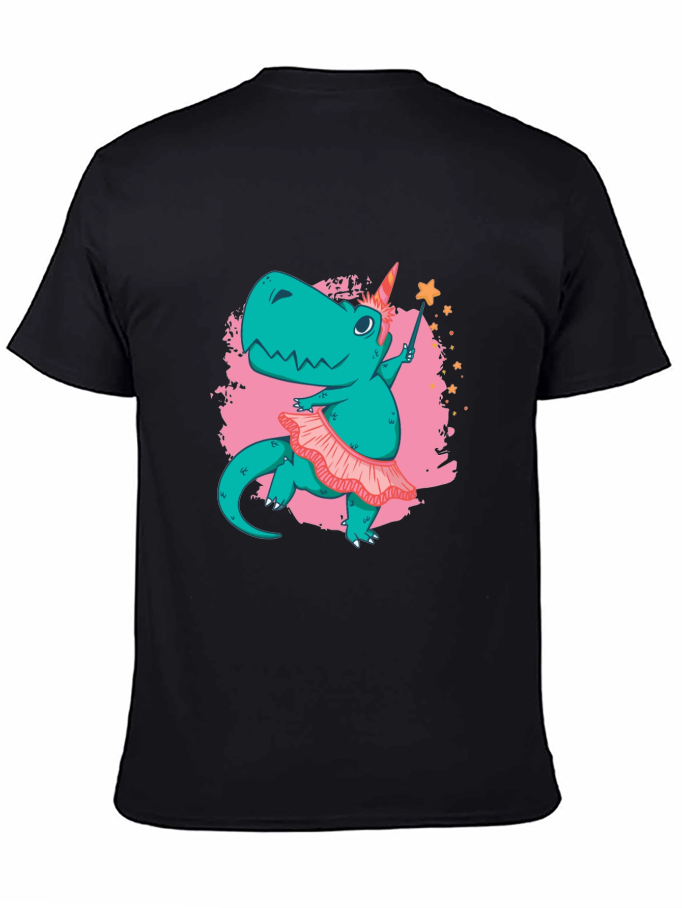 Black Dino Unicorn T-Shirt - Magical Ballerina Design view 4
