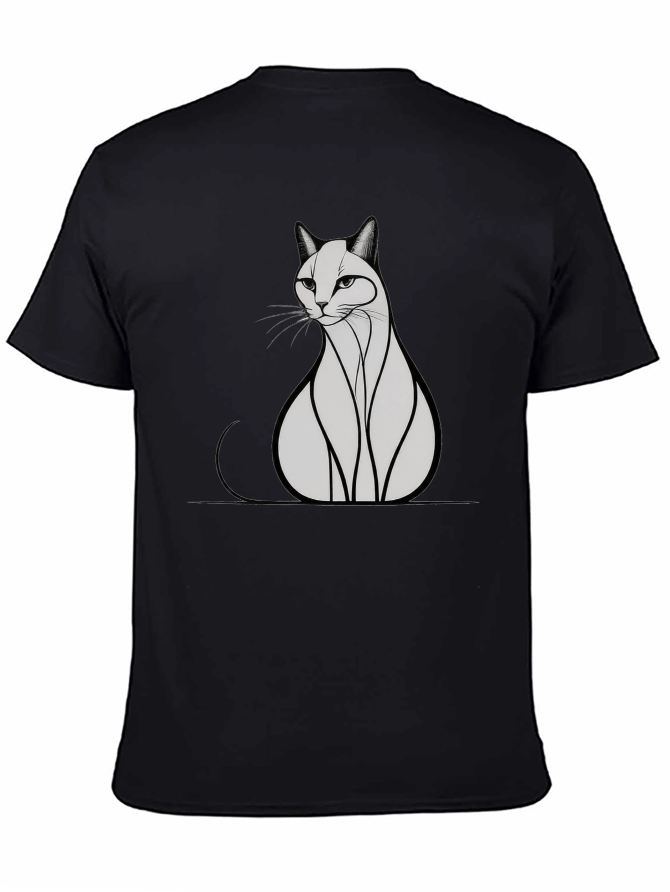Black Cat Graphic Print Men's Black T-Shirt view 4