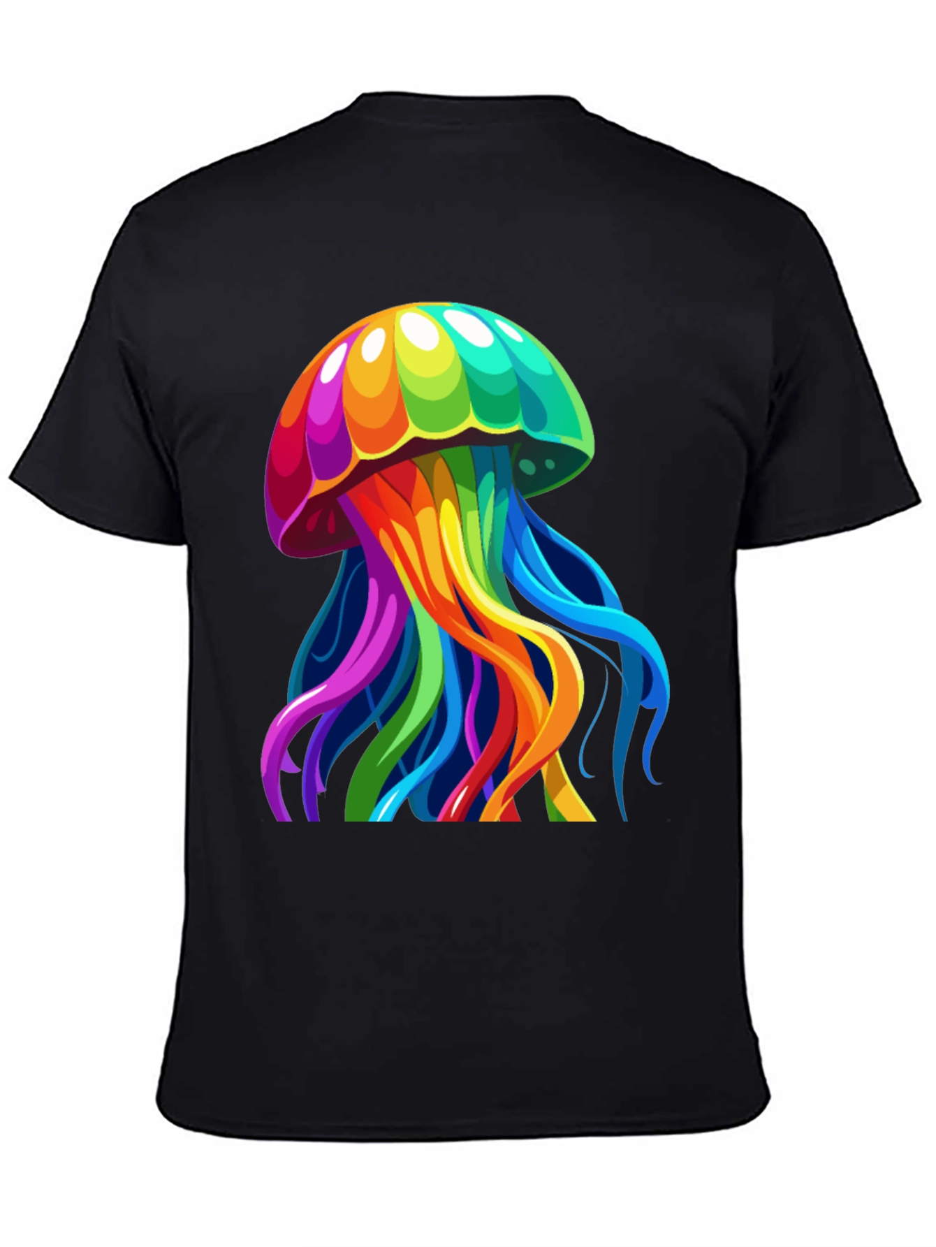 Black Rainbow Jellyfish Graphic Tee - Unique Black T-Shirt view 4