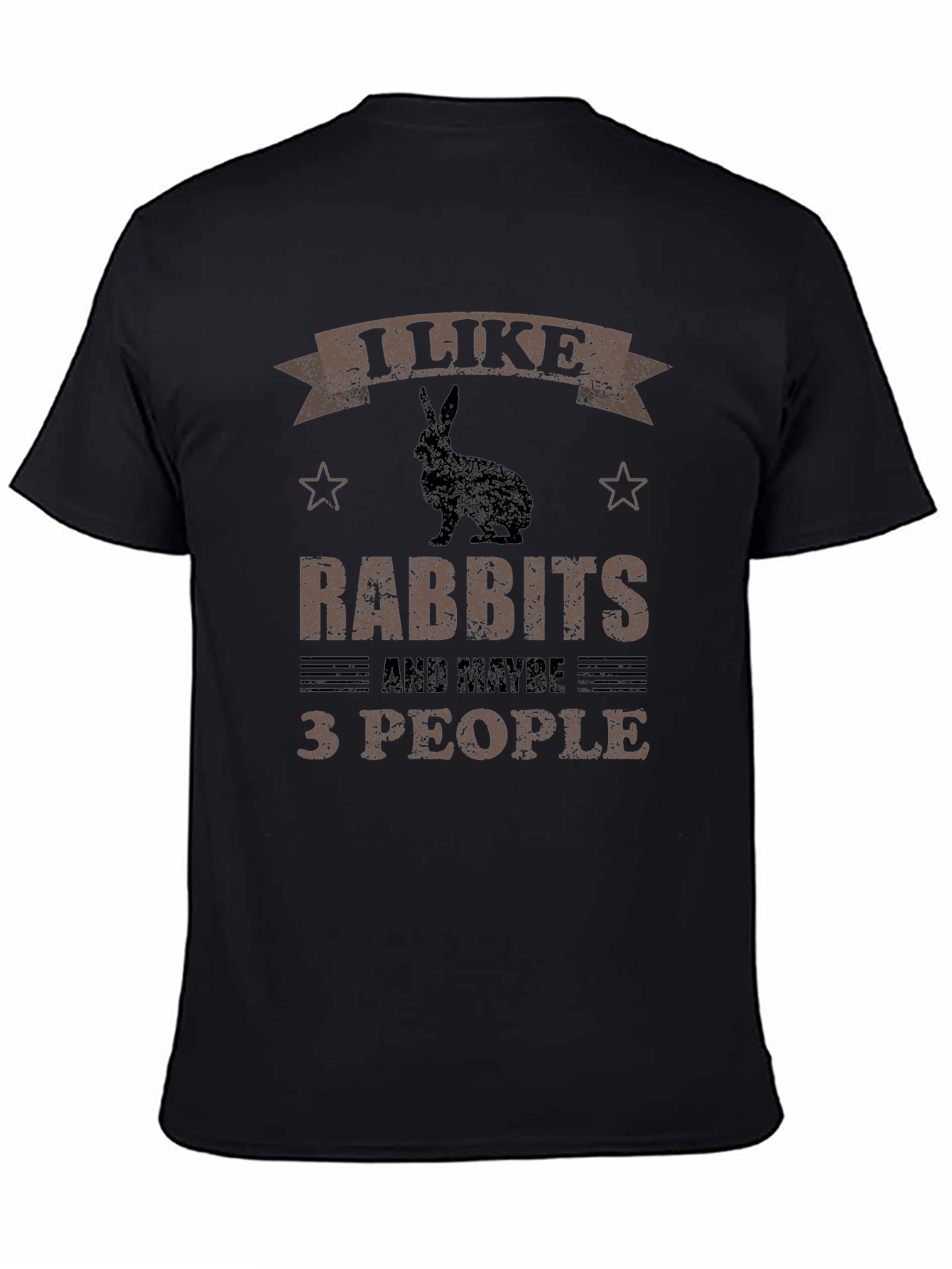 Black I Like Rabbits and Maybe 3 People T-Shirt view 4