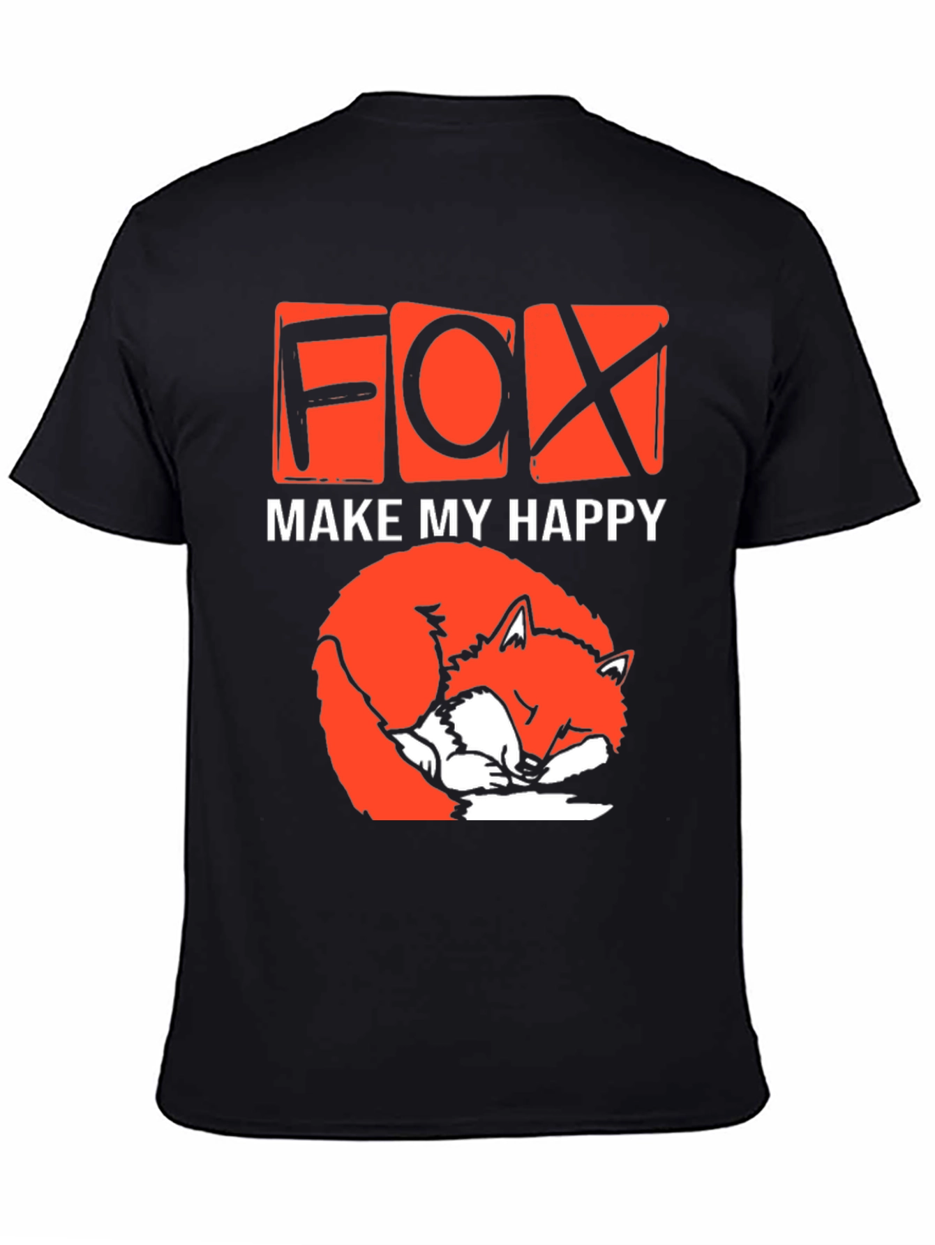 Black Cute Fox Make My Happy Graphic T-Shirt view 4