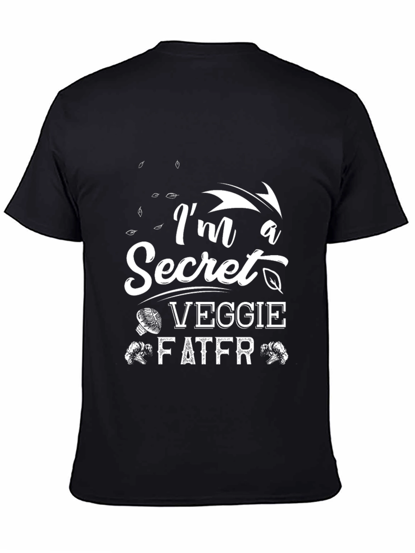 Black I'm a Secret Veggie Fater T-Shirt - Black view 4