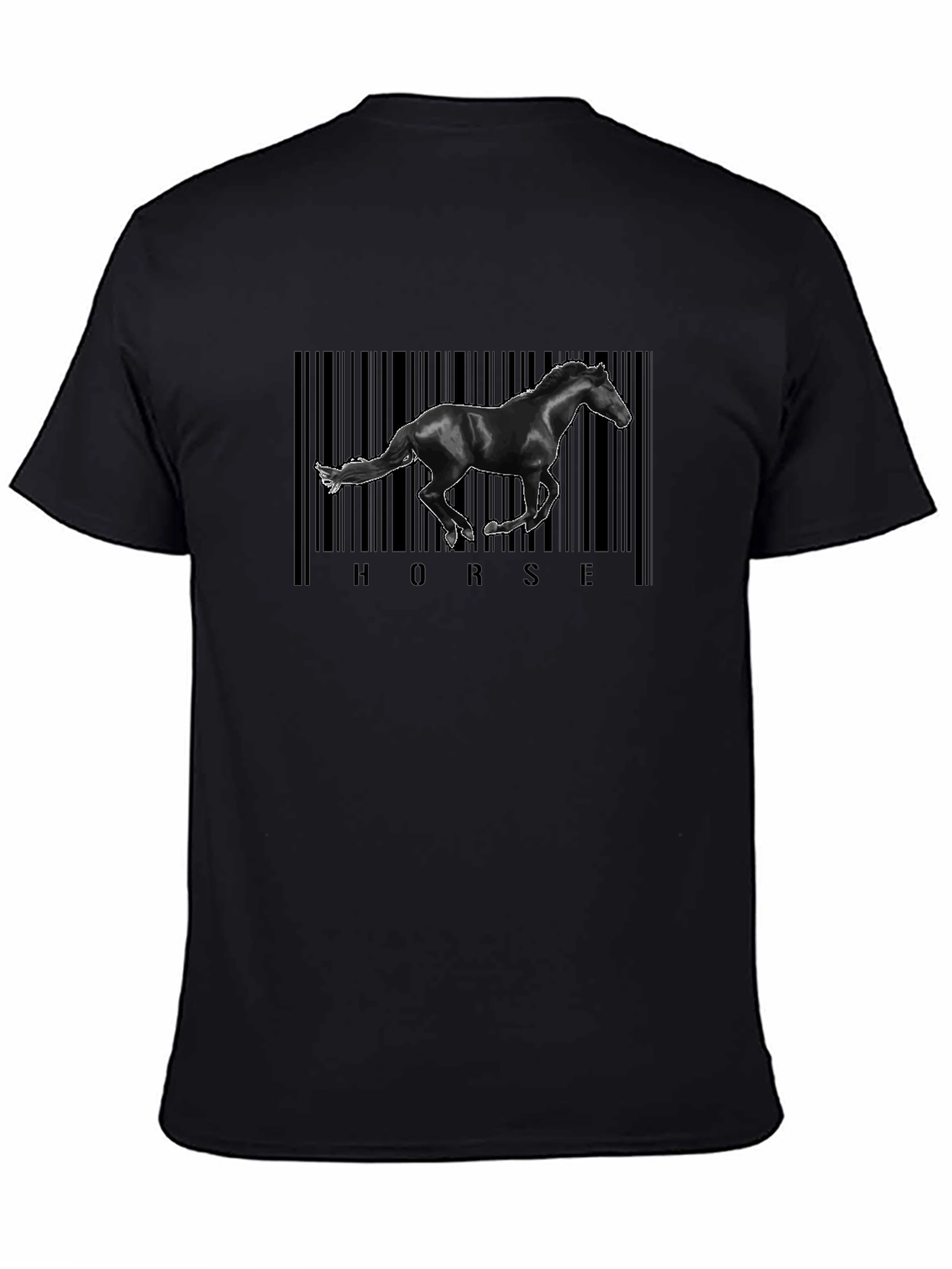 Black Horse Barcode Graphic Tee - Black Cotton view 4