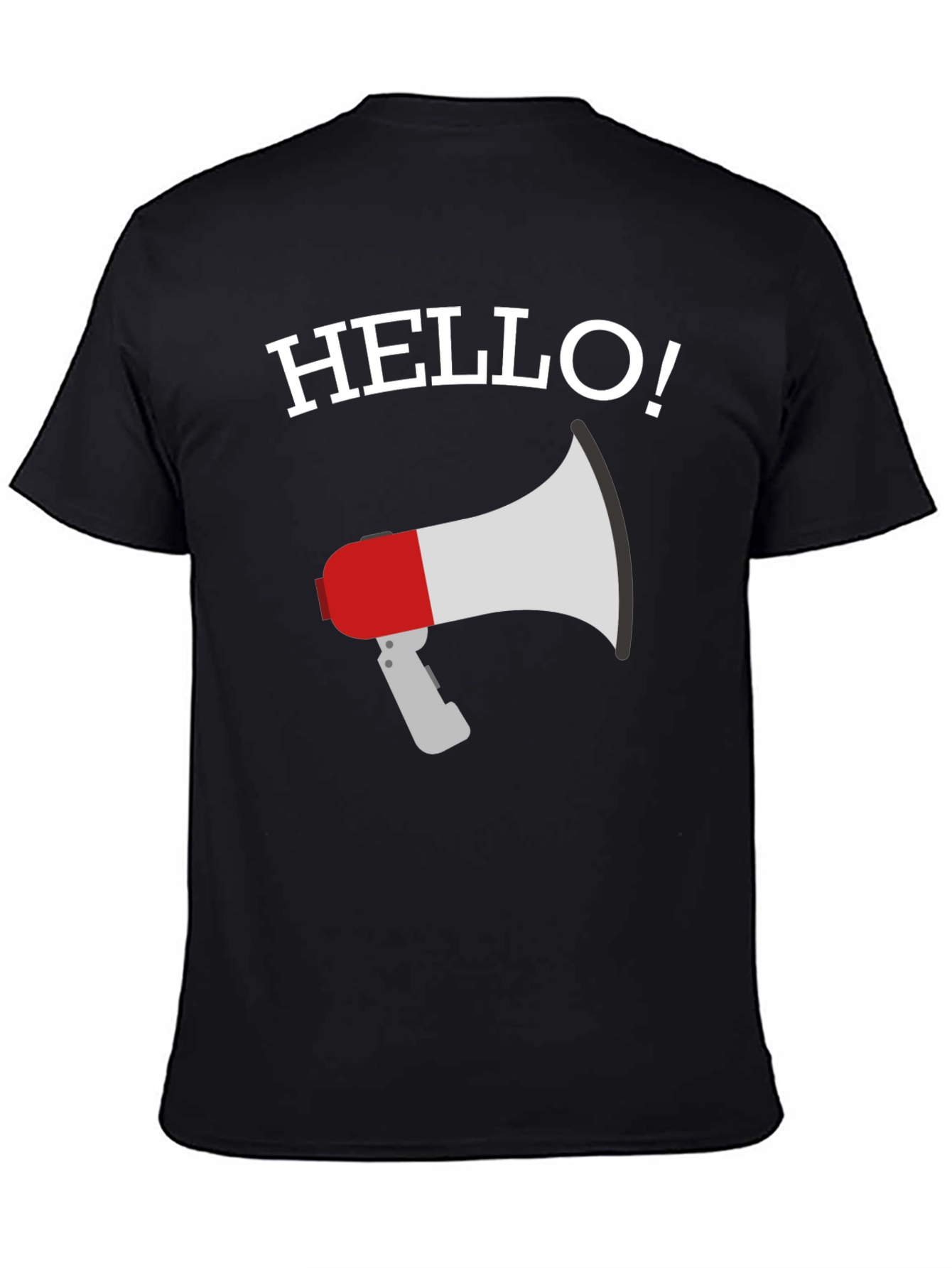 Black Hello Megaphone Graphic Tee - Mens Black T-Shirt view 4