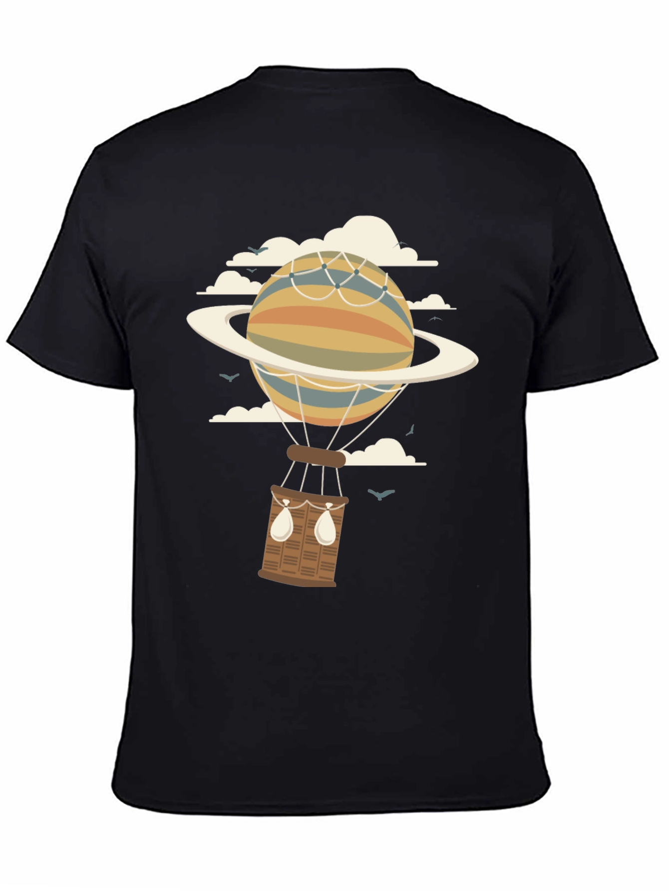 Black Saturn Air Balloon Graphic Tee view 4